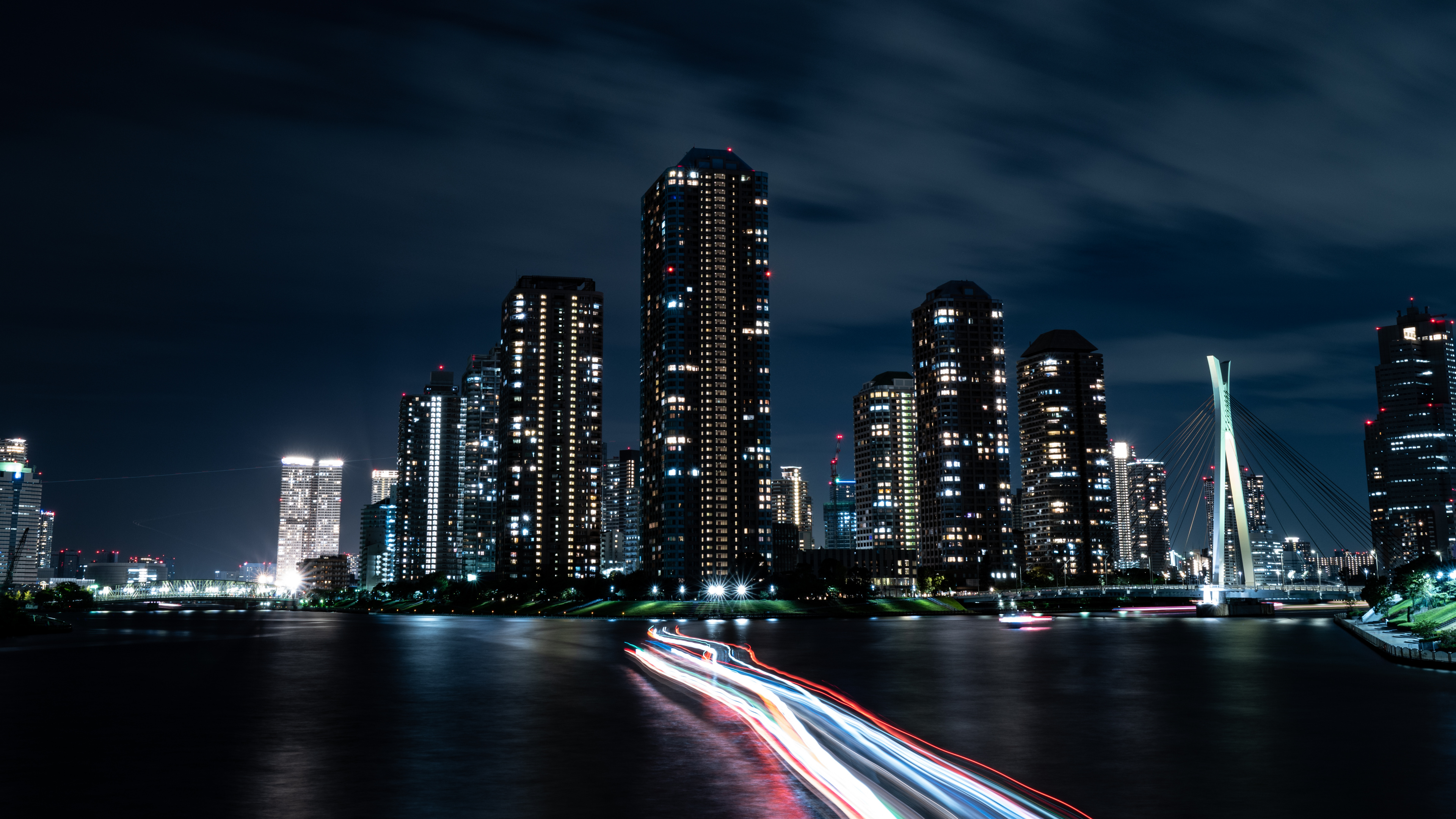 Wallpaper City Skyline During Night Time, 4K Ultra HD Background ...