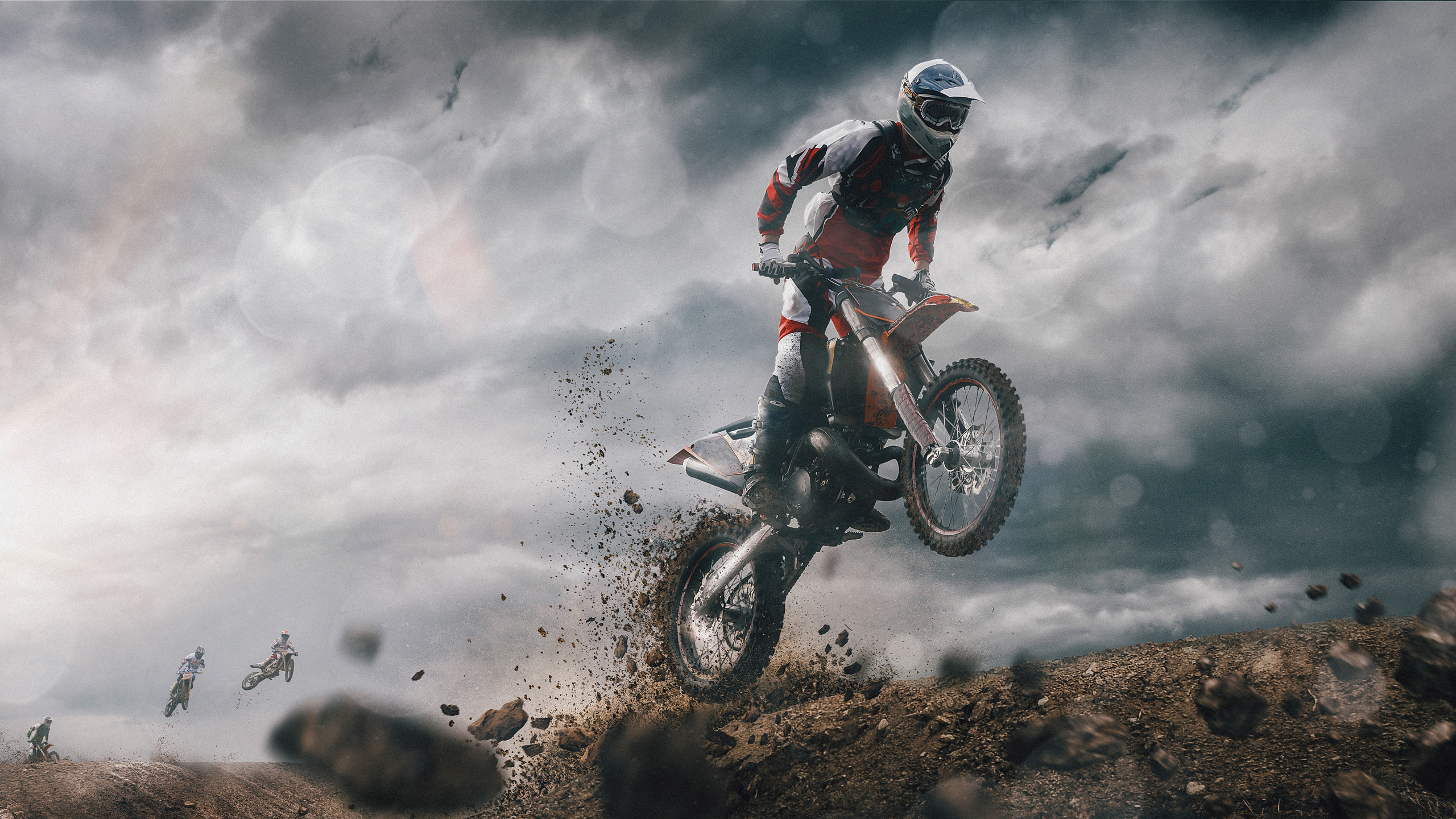Wallpaper Man Riding Motocross Dirt Bike on Brown Soil, WQHD, QHD, 169