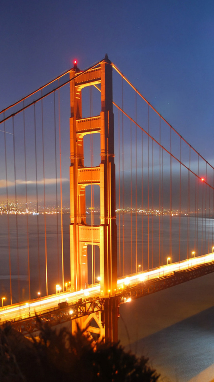 Golden Gate Bridge During Night Time Wallpaper for IPhone 6, 6S, 7, 8 ...