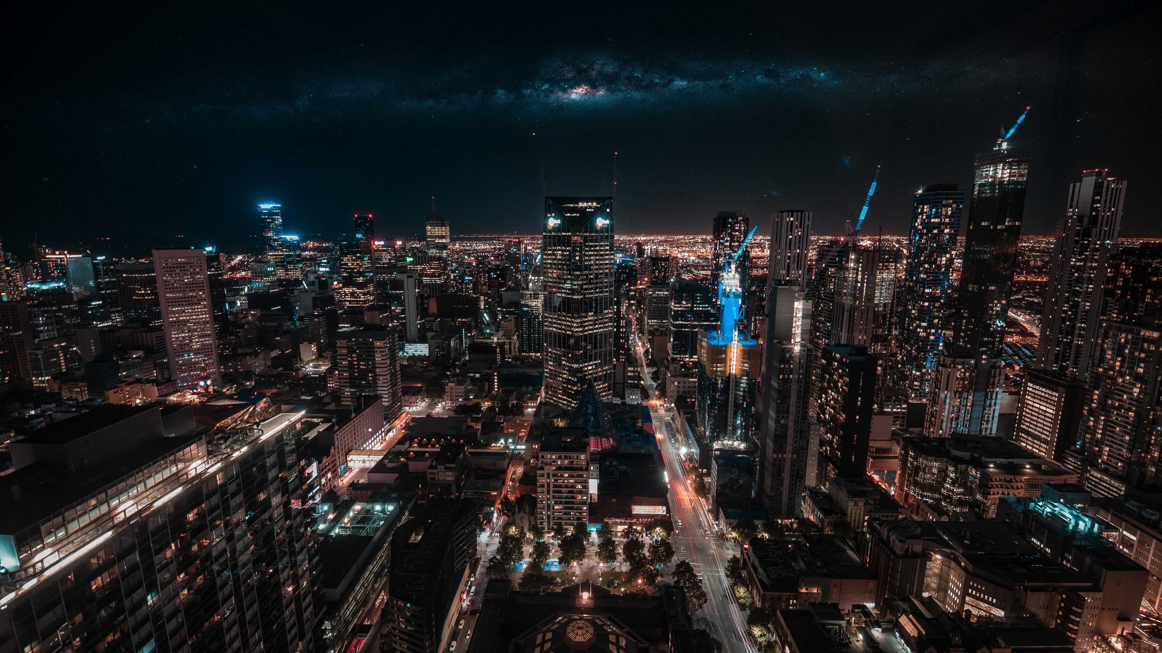 Wallpaper Aerial View of City Buildings During Night Time, 4K Ultra HD ...