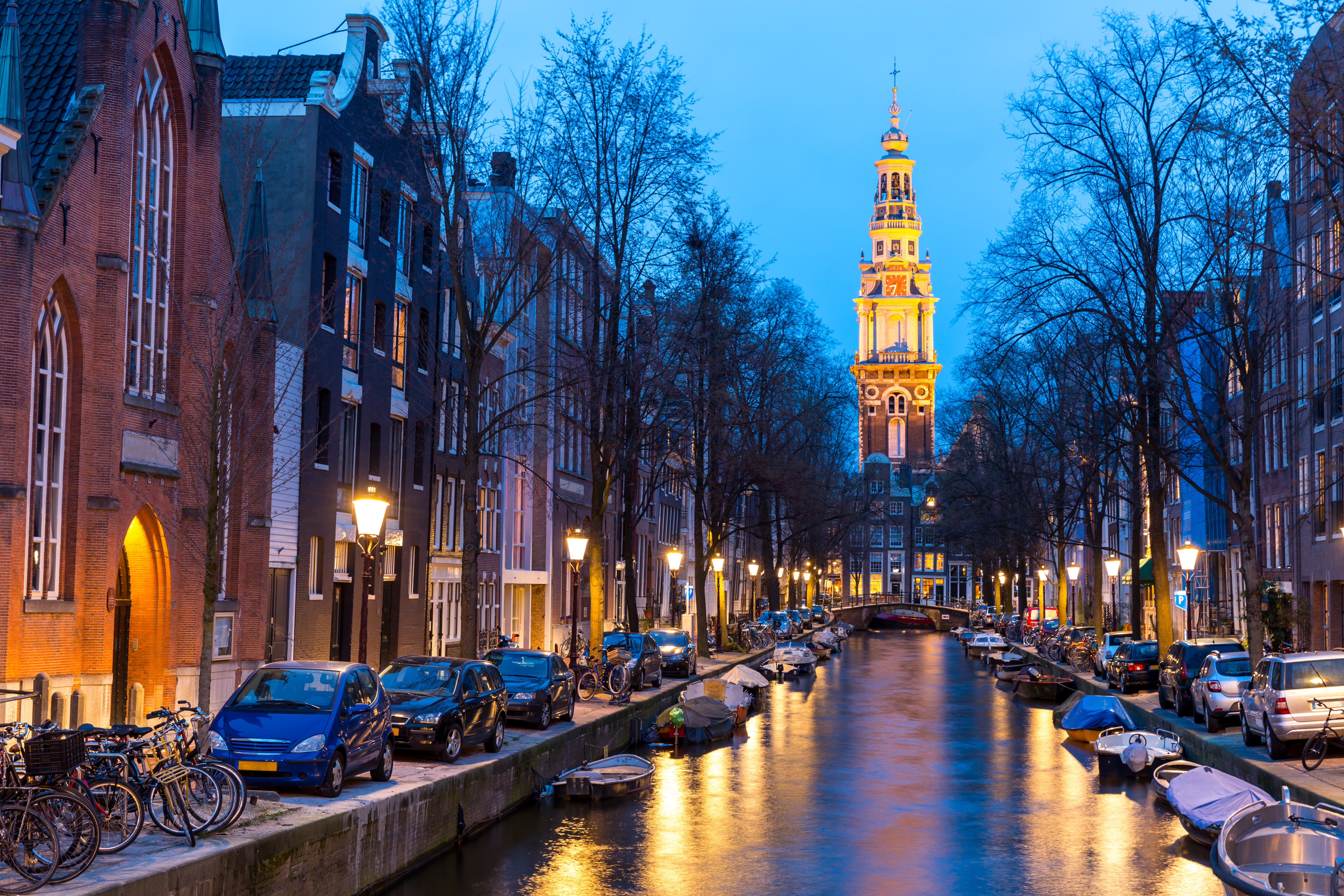 Fondos de Pantalla Canal de Amsterdam al Atardecer, Zuiderkerk,  Keizersgracht, Groenburgwal, Herengracht, Imágenes y Fotos Gratis