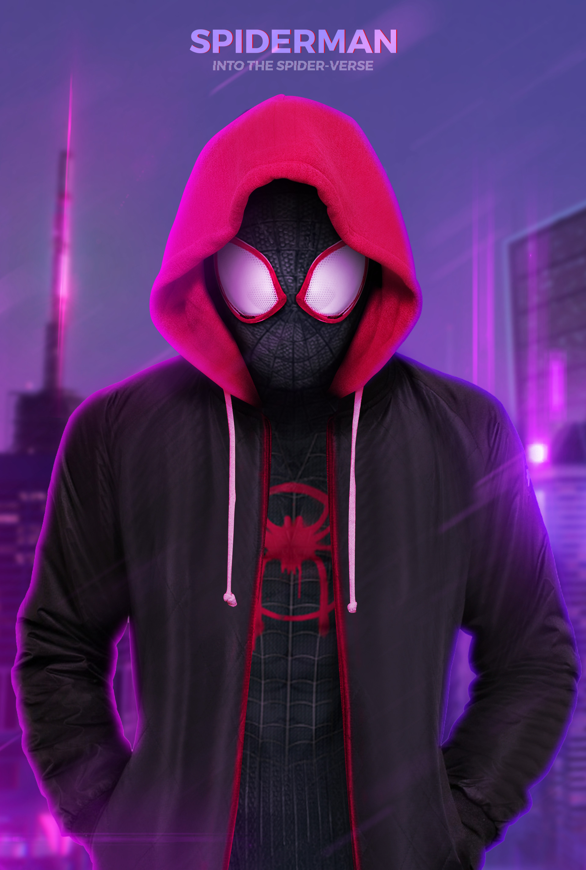 Spider-Man: Into The Spider-Verse Miles Morales Cosplay Hoodie – Full Zip, Green/Red, Unisex, Long Sleeve