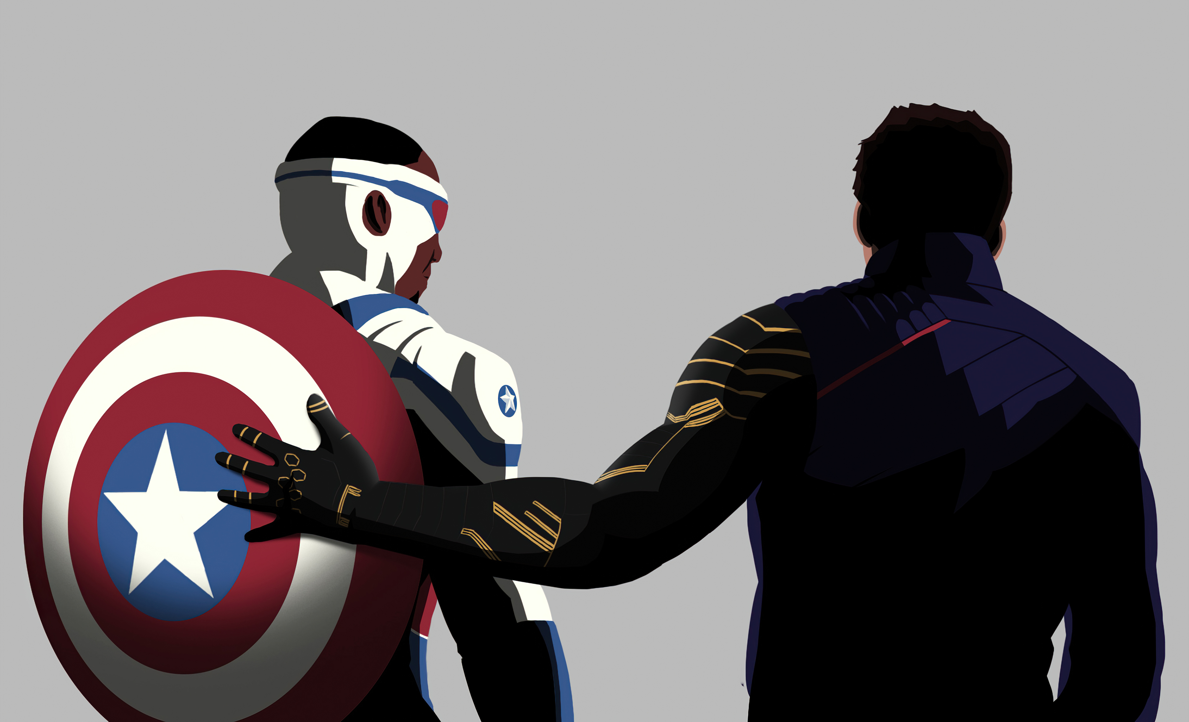 Wallpaper Captain America, Falcon, Minimalism, Superhero, Art