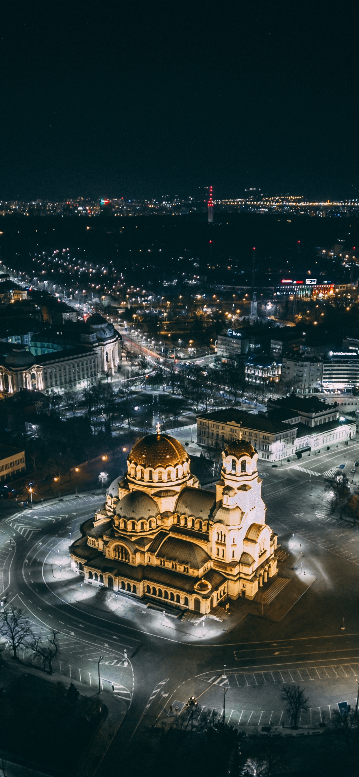 Luftaufnahme Der Stadt Bei Nacht Night. Wallpaper in 1242x2688 Resolution