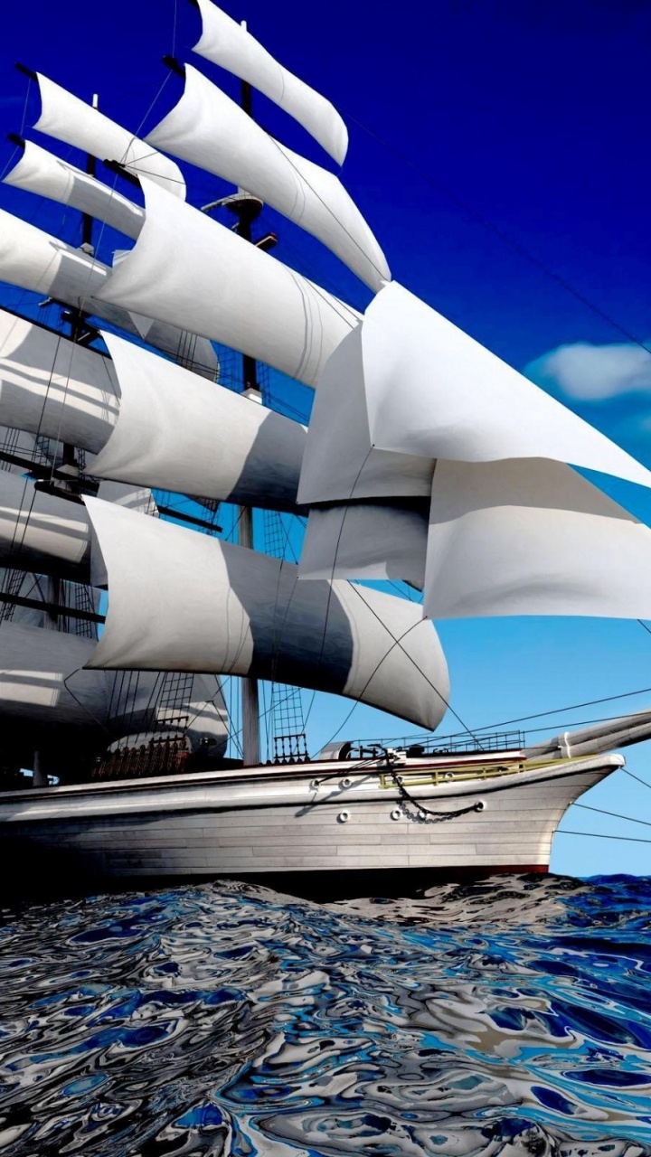 Barquentine, 高船, 扬帆, 完整的操纵的船, 帆船 壁纸 720x1280 允许