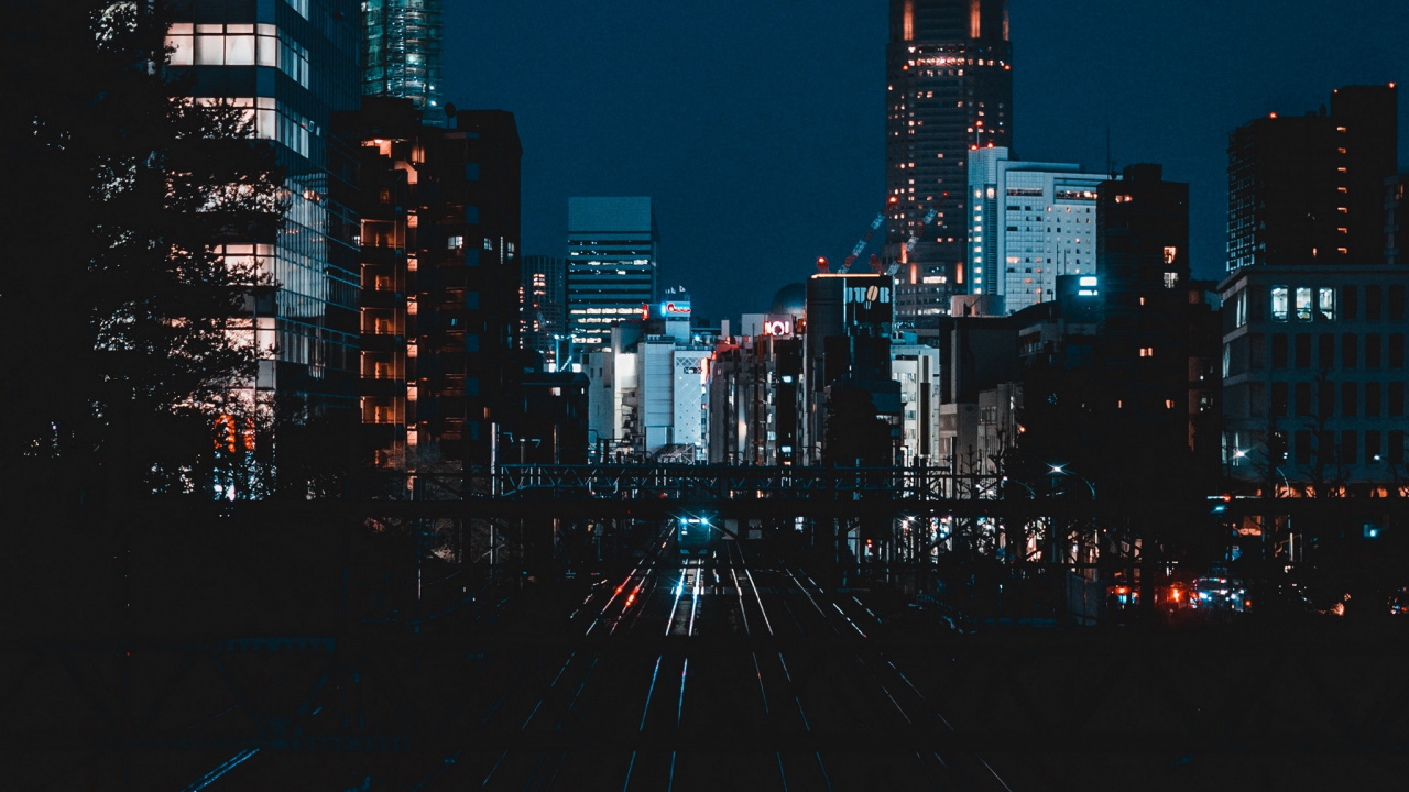 Bâtiments de la Ville Pendant la Nuit. Wallpaper in 1280x720 Resolution