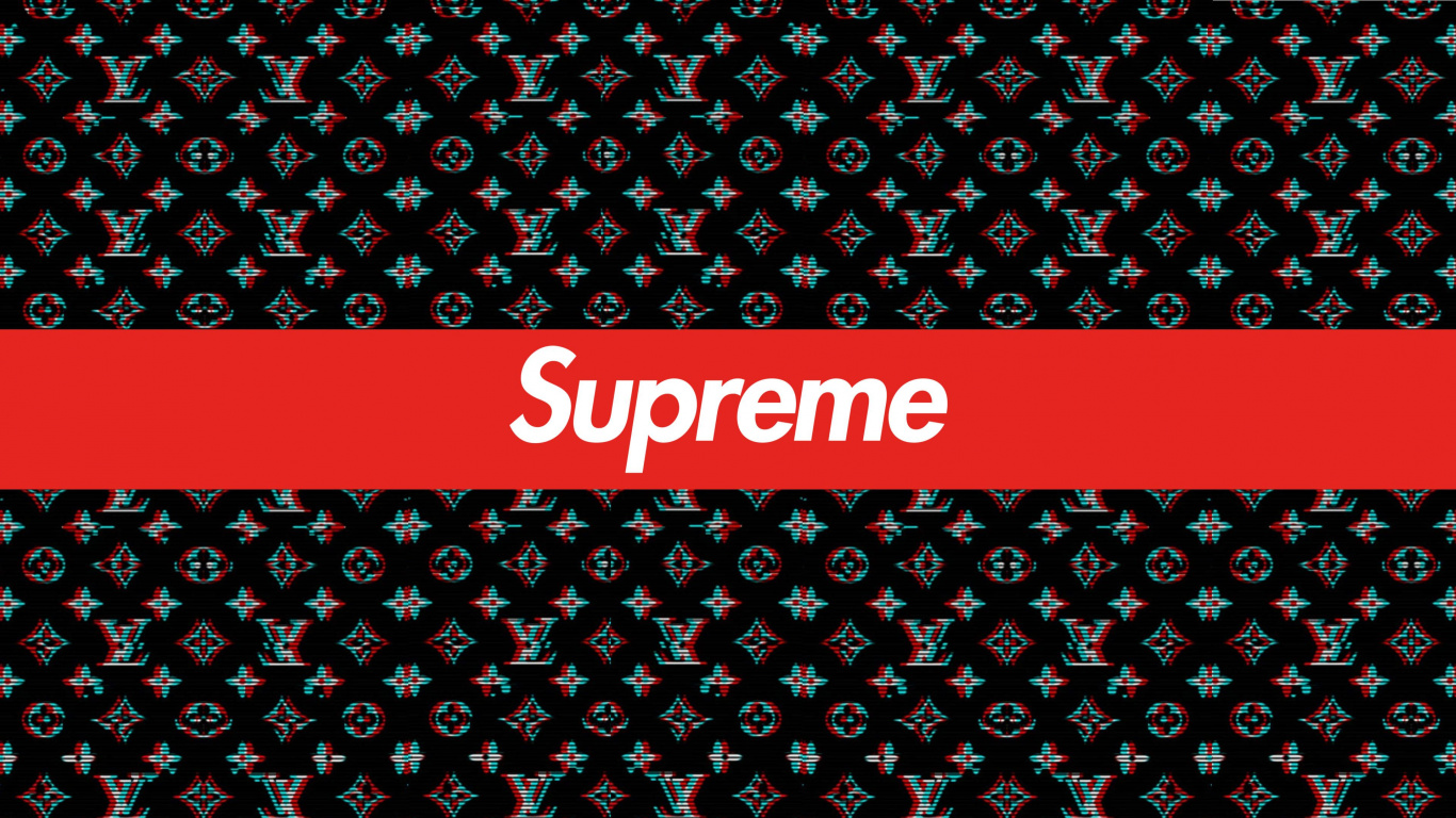 Supreme, Louis Vuitton, Pattern, Design, Logo. Wallpaper in 1366x768 Resolution