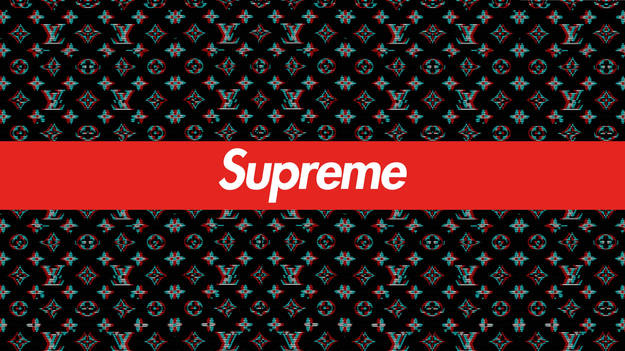 Supreme, Louis Vuitton, Pattern, Design, Logo. Wallpaper in 2560x1440 Resolution