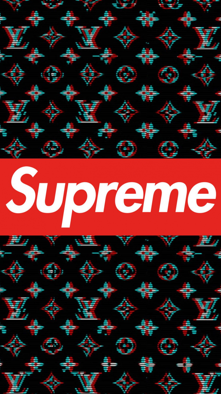 Supreme, Louis Vuitton, Pattern, Design, Logo. Wallpaper in 750x1334 Resolution