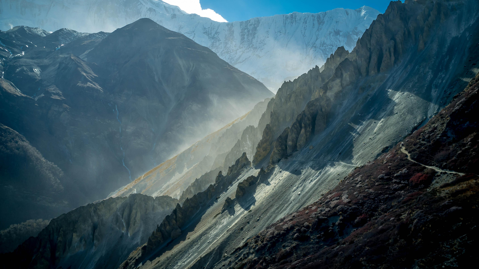 Snow Covered Mountain Under Blue Sky During Daytime. Wallpaper in 1920x1080 Resolution