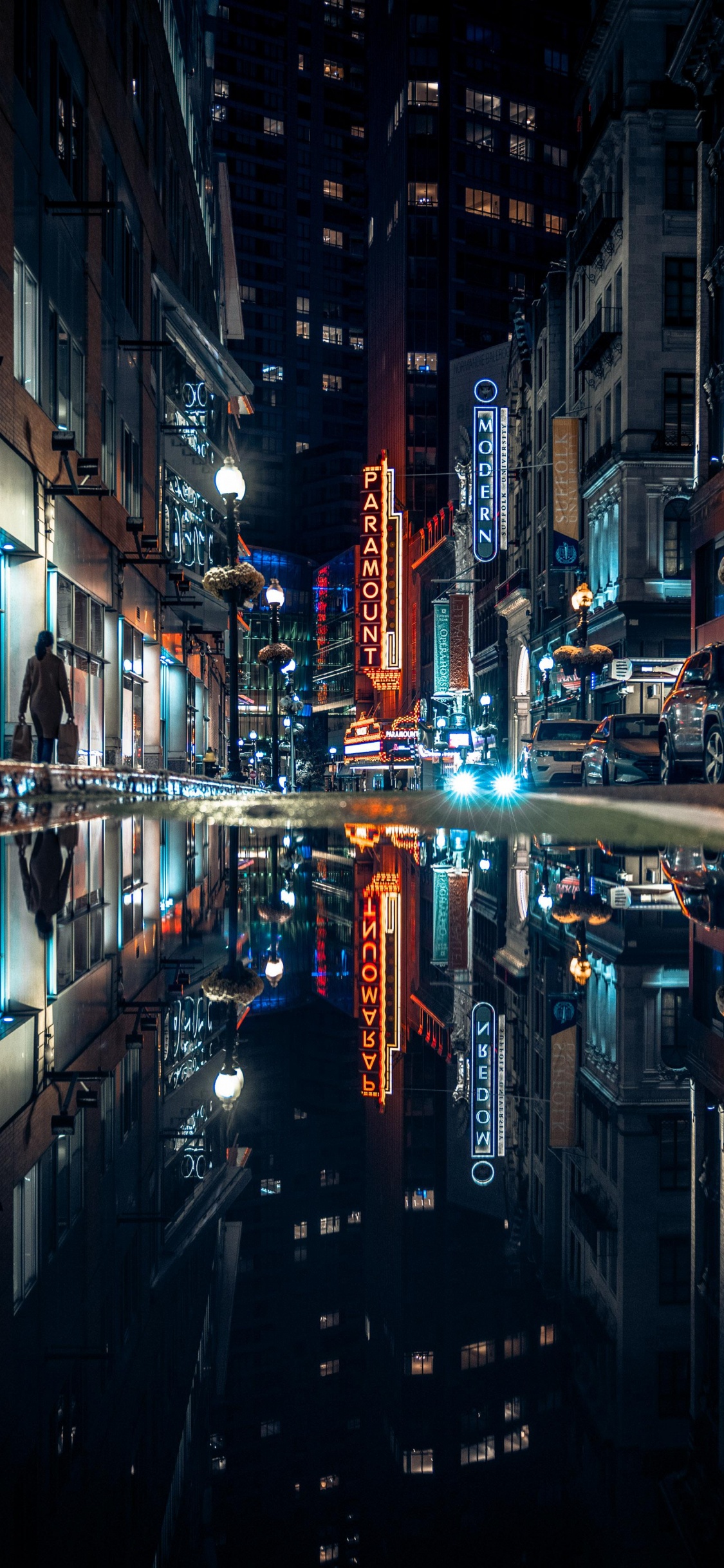 Réflexion, Boston, Bâtiment, Eau, Électricité. Wallpaper in 1125x2436 Resolution