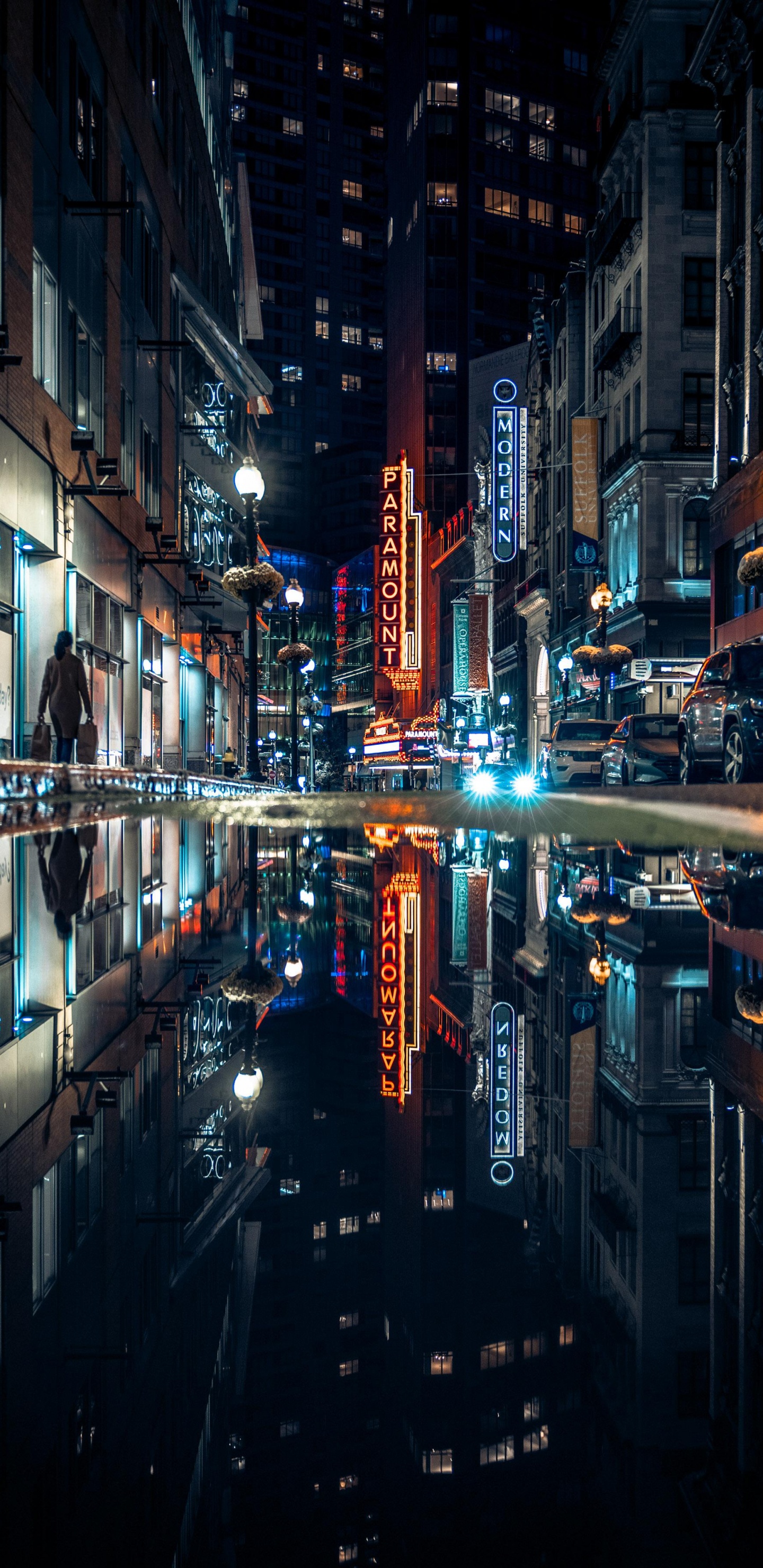 Réflexion, Boston, Bâtiment, Eau, Électricité. Wallpaper in 1440x2960 Resolution