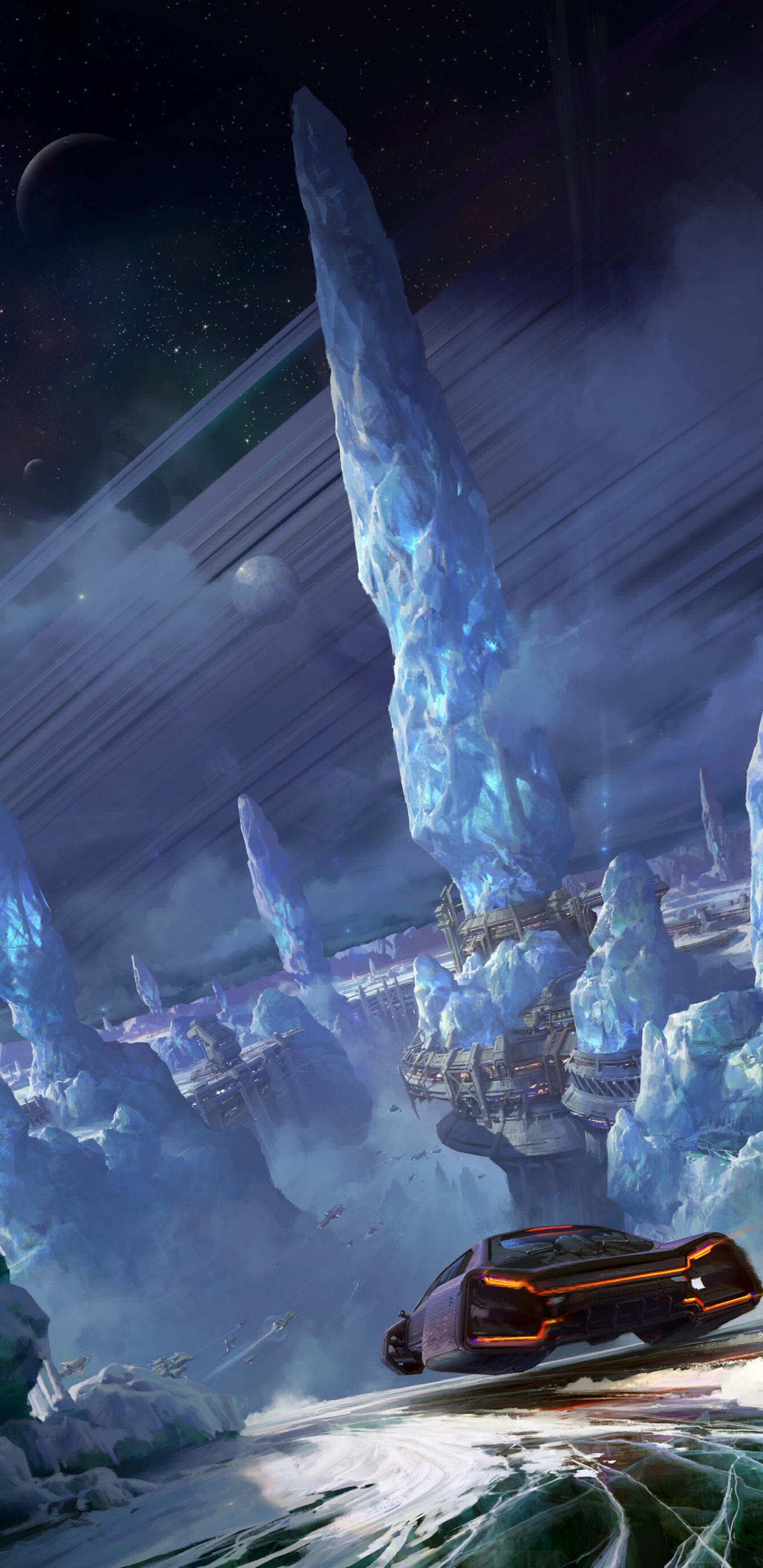 Blaues Auto Tagsüber Unterwegs. Wallpaper in 1440x2960 Resolution