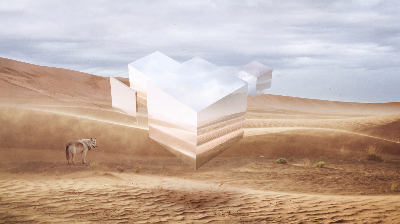 White Concrete Building on Brown Sand. Wallpaper in 1366x768 Resolution
