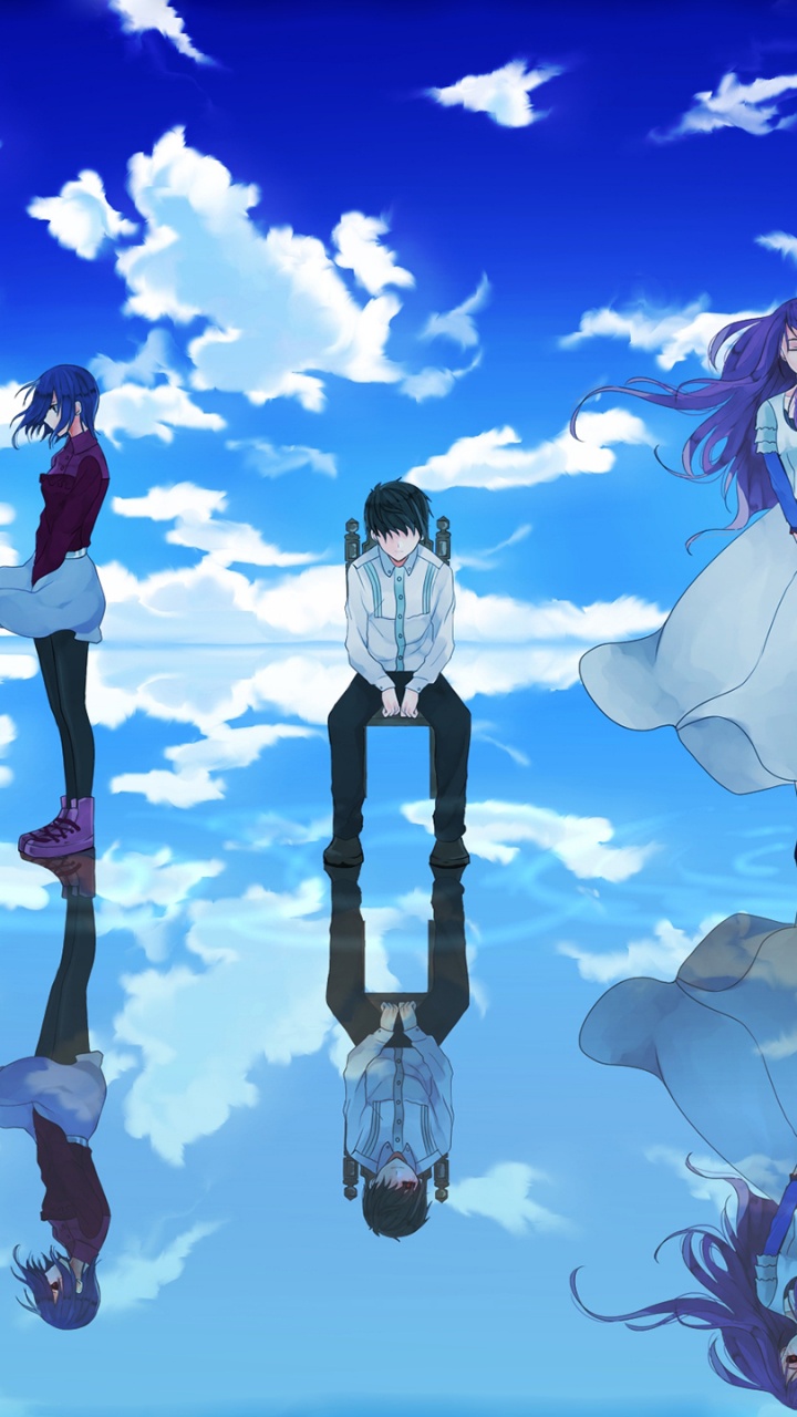 3 Mujeres Vestidas de Rojo y Negro Personaje de Anime. Wallpaper in 720x1280 Resolution