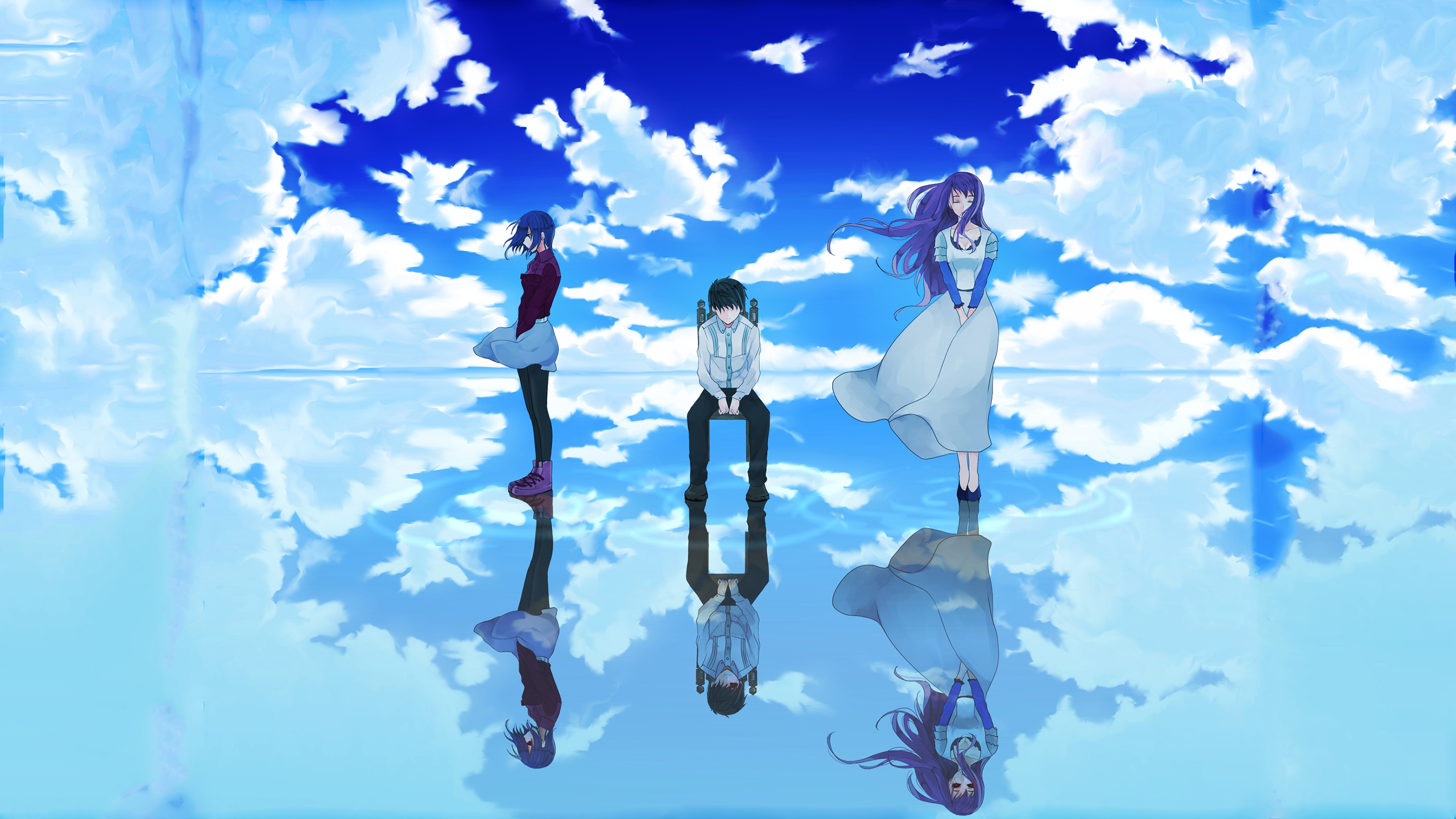 3 Femmes en Robe Rouge et Noire Personnage D'anime. Wallpaper in 2560x1440 Resolution