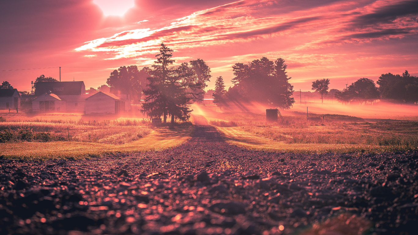 Sonnenaufgang, Sonnenuntergang, Natur, Naturlandschaft, Cloud. Wallpaper in 1366x768 Resolution