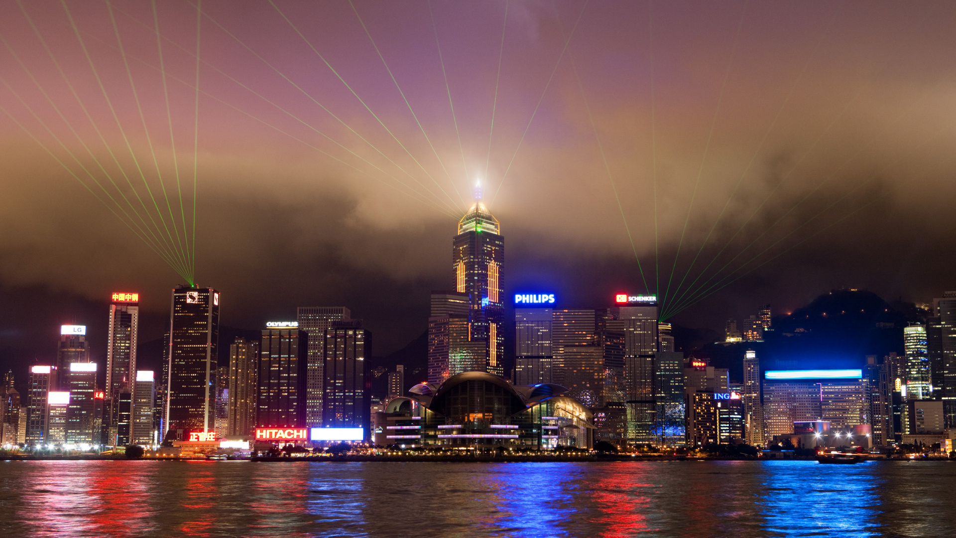 Skyline Der Stadt Bei Nacht Night. Wallpaper in 1920x1080 Resolution