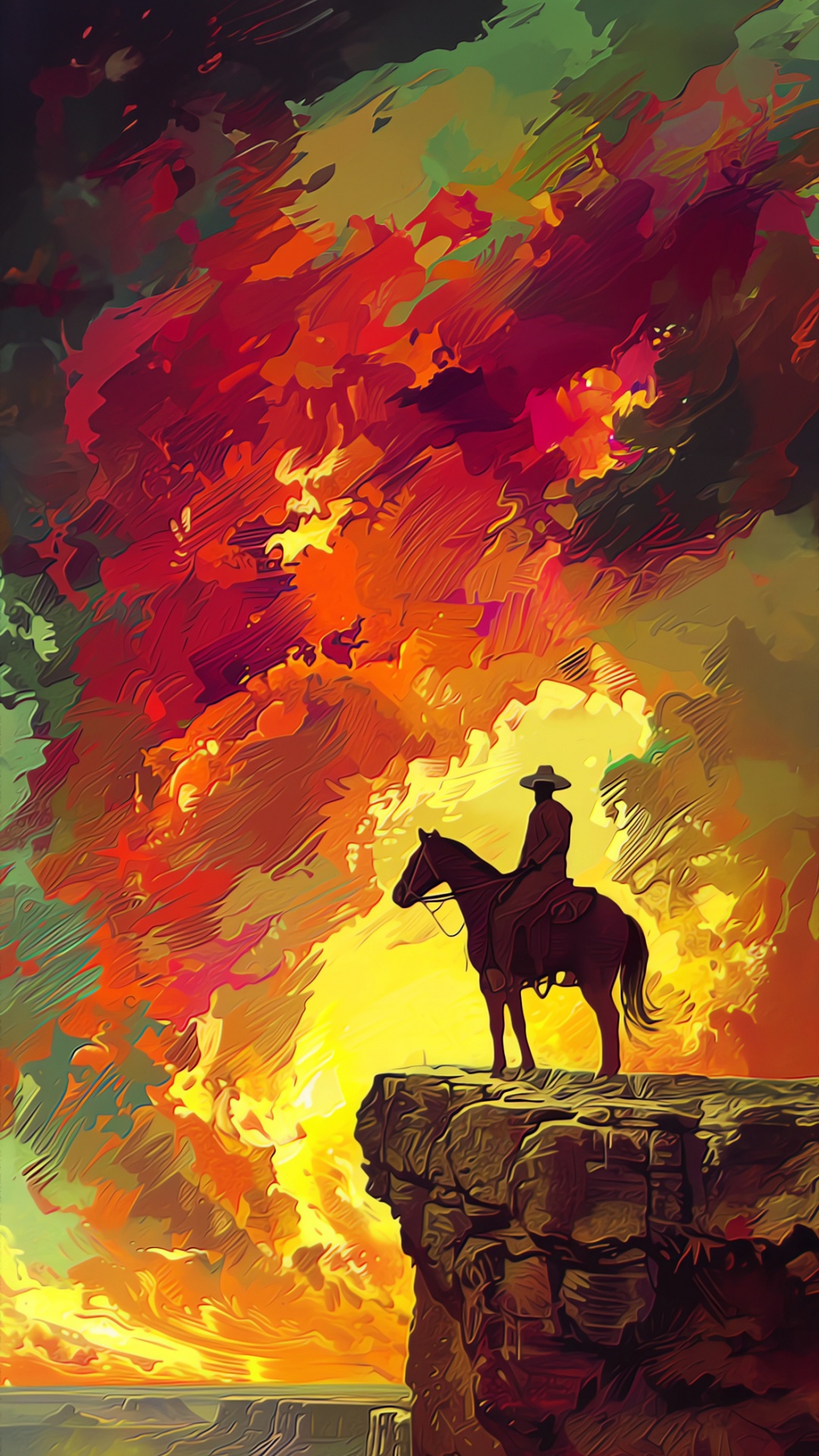 牛仔, 艺术, 西方, 性质, 和阴影的色彩 壁纸 1080x1920 允许