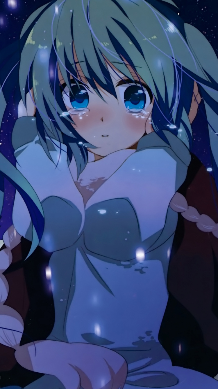 Personnage D'anime Féminin Aux Cheveux Bleus. Wallpaper in 750x1334 Resolution