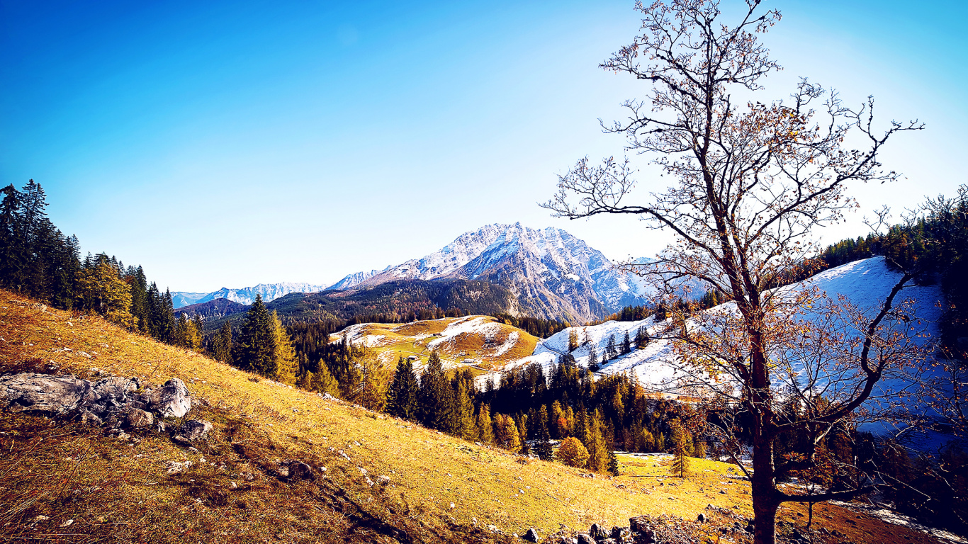 多山的地貌, 冬天, 性质, 荒野, 山脉 壁纸 1366x768 允许