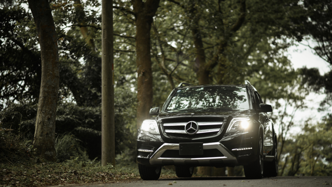 Black Mercedes Benz Car on Forest During Daytime. Wallpaper in 1366x768 Resolution