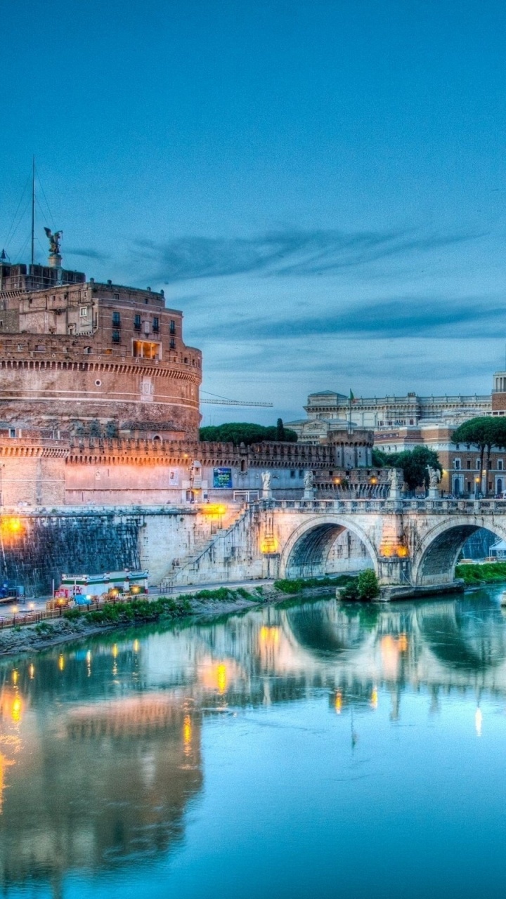 卡斯特santangelo, 反射, 里程碑, Ponte Santangelo, 城市 壁纸 720x1280 允许