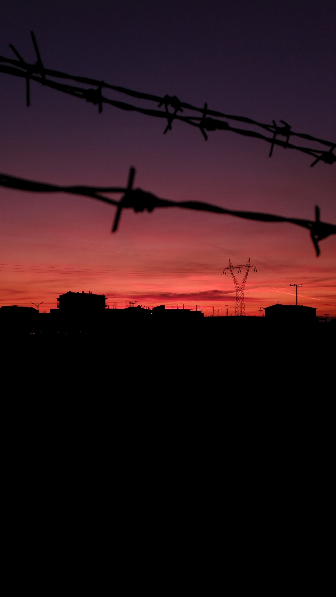 Ligne Électrique Aérienne, Fil Barbelé, Sciences, Atmosphère, Afterglow. Wallpaper in 1080x1920 Resolution