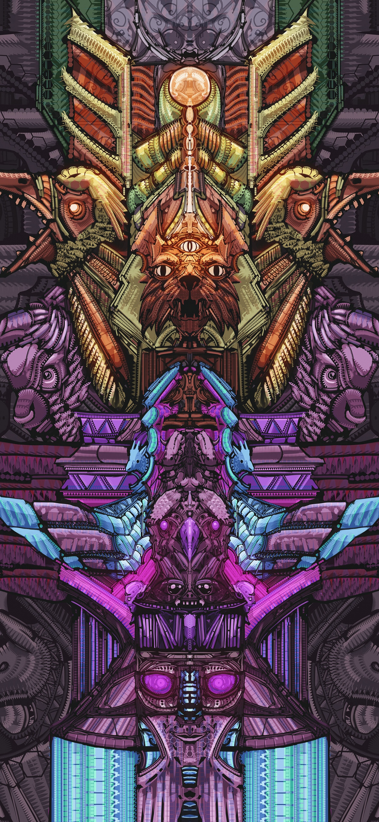 Lila Und Braune Drachenillustration. Wallpaper in 1242x2688 Resolution