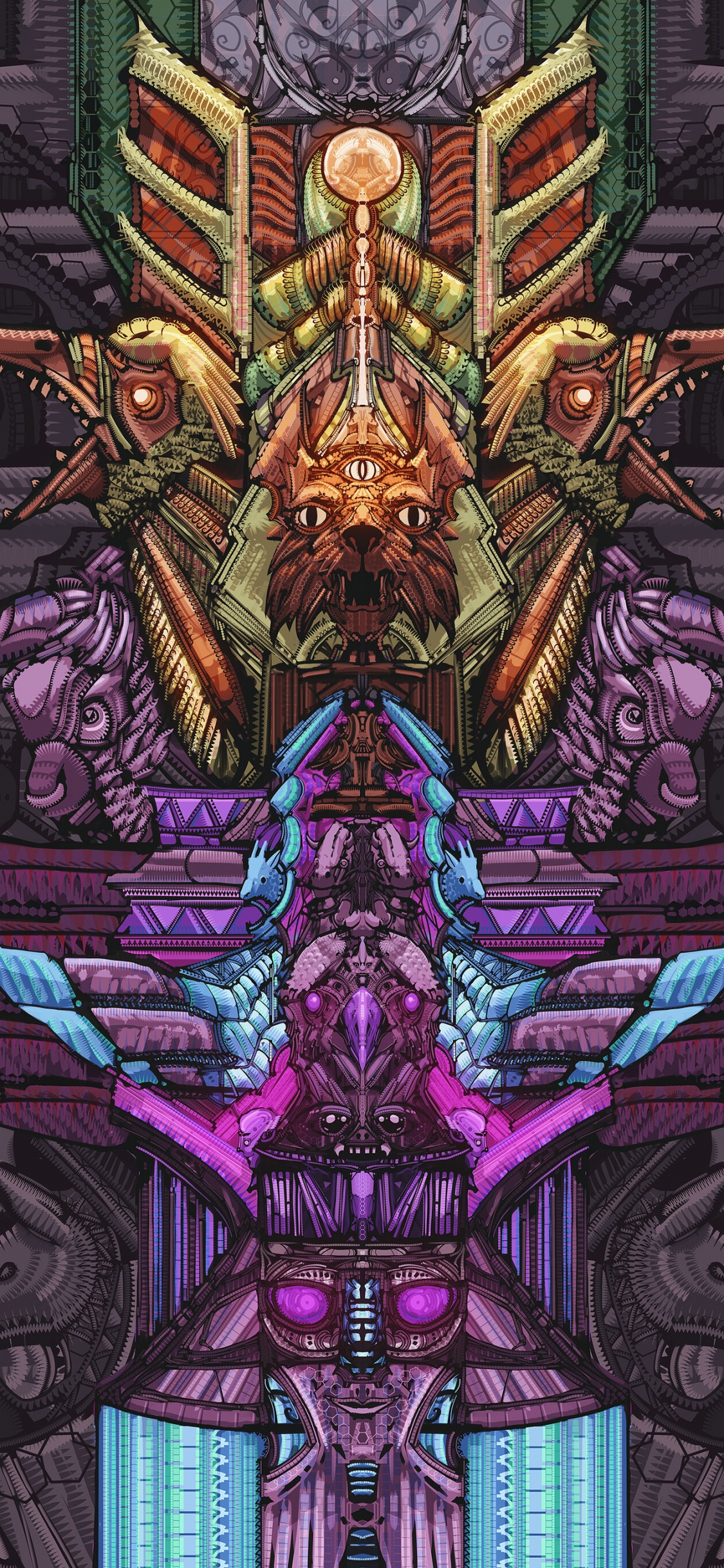 Purple and Brown Dragon Illustration. Wallpaper in 1125x2436 Resolution