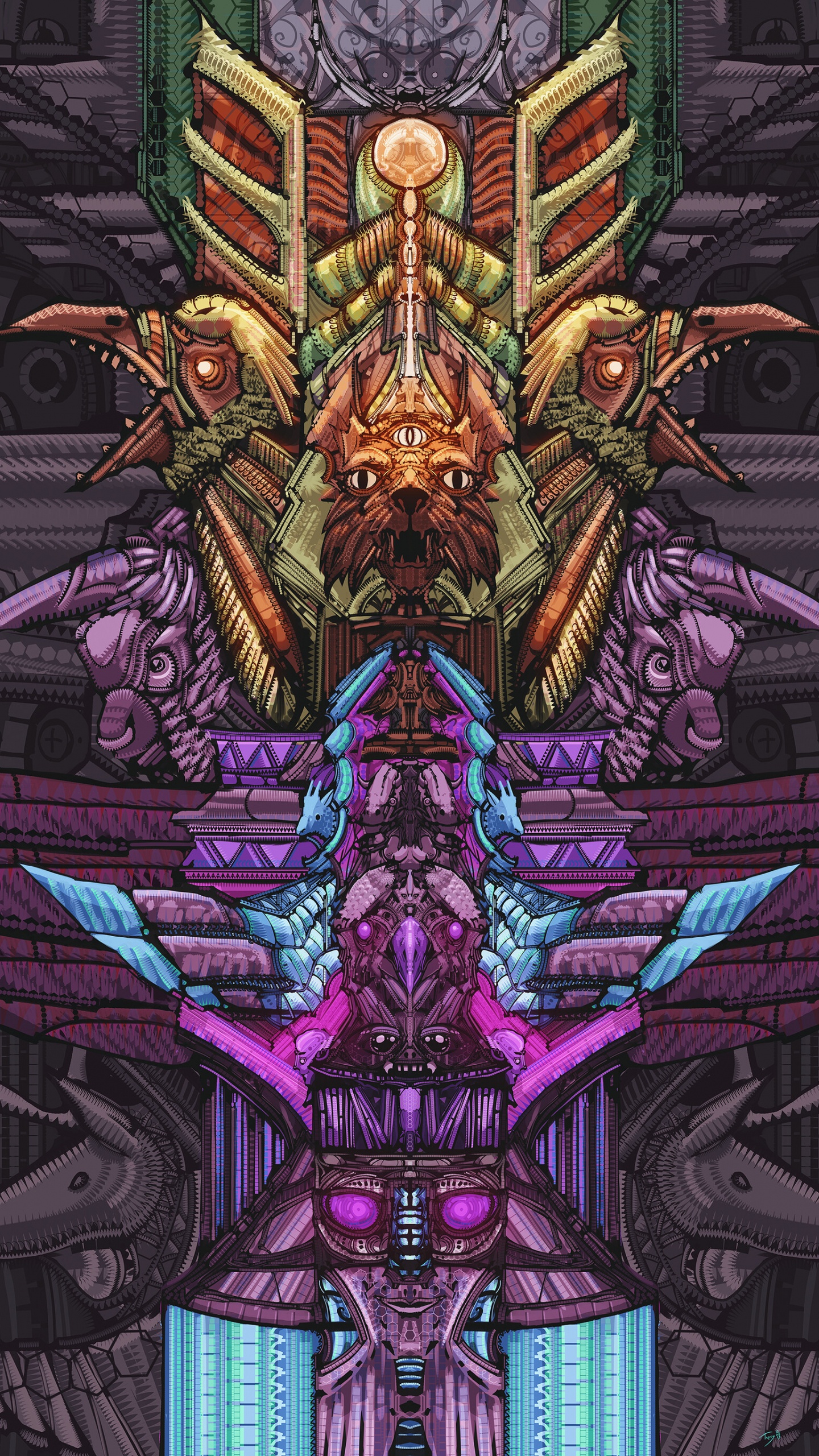 Purple and Brown Dragon Illustration. Wallpaper in 1440x2560 Resolution