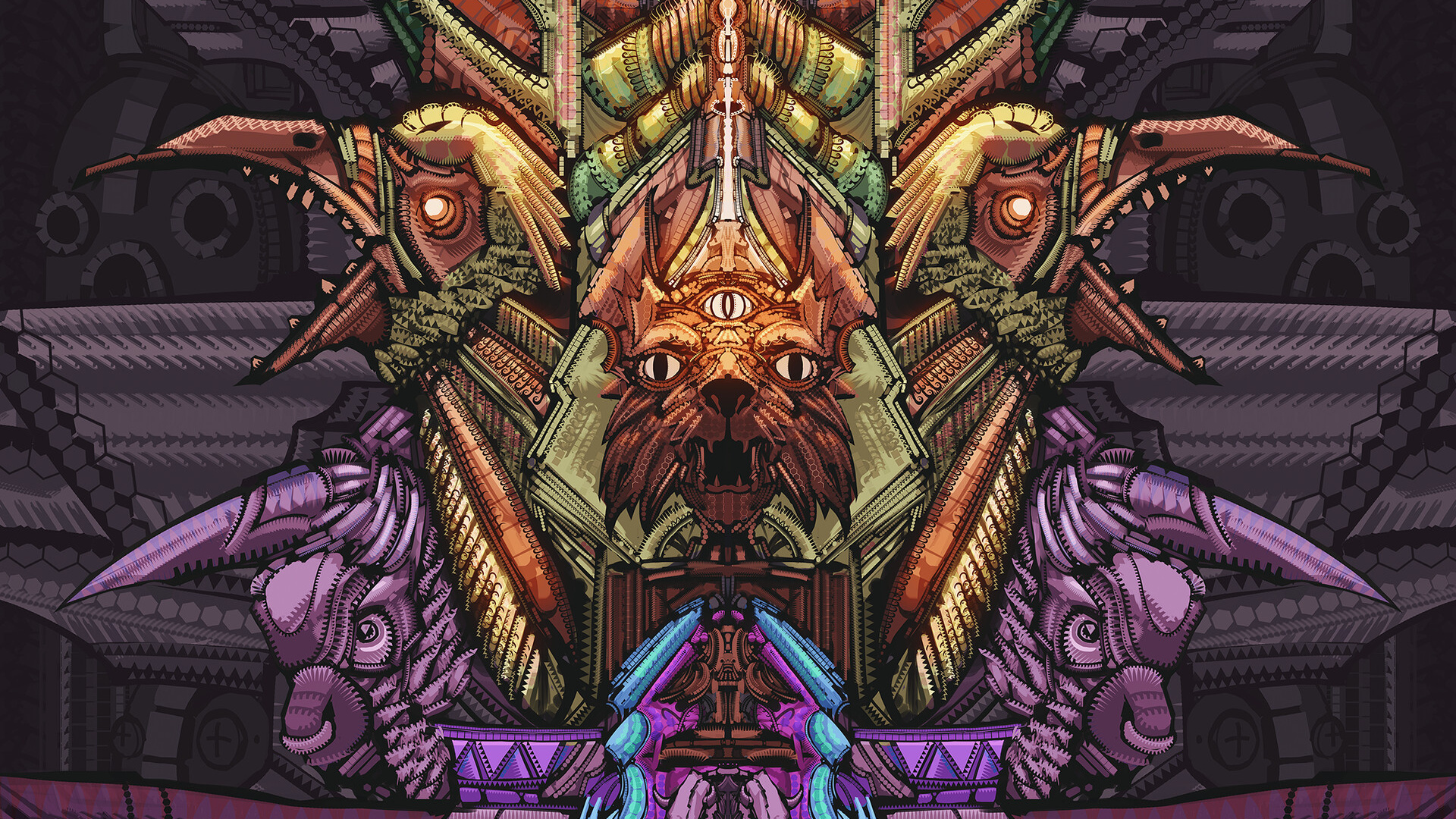 Purple and Brown Dragon Illustration. Wallpaper in 1920x1080 Resolution