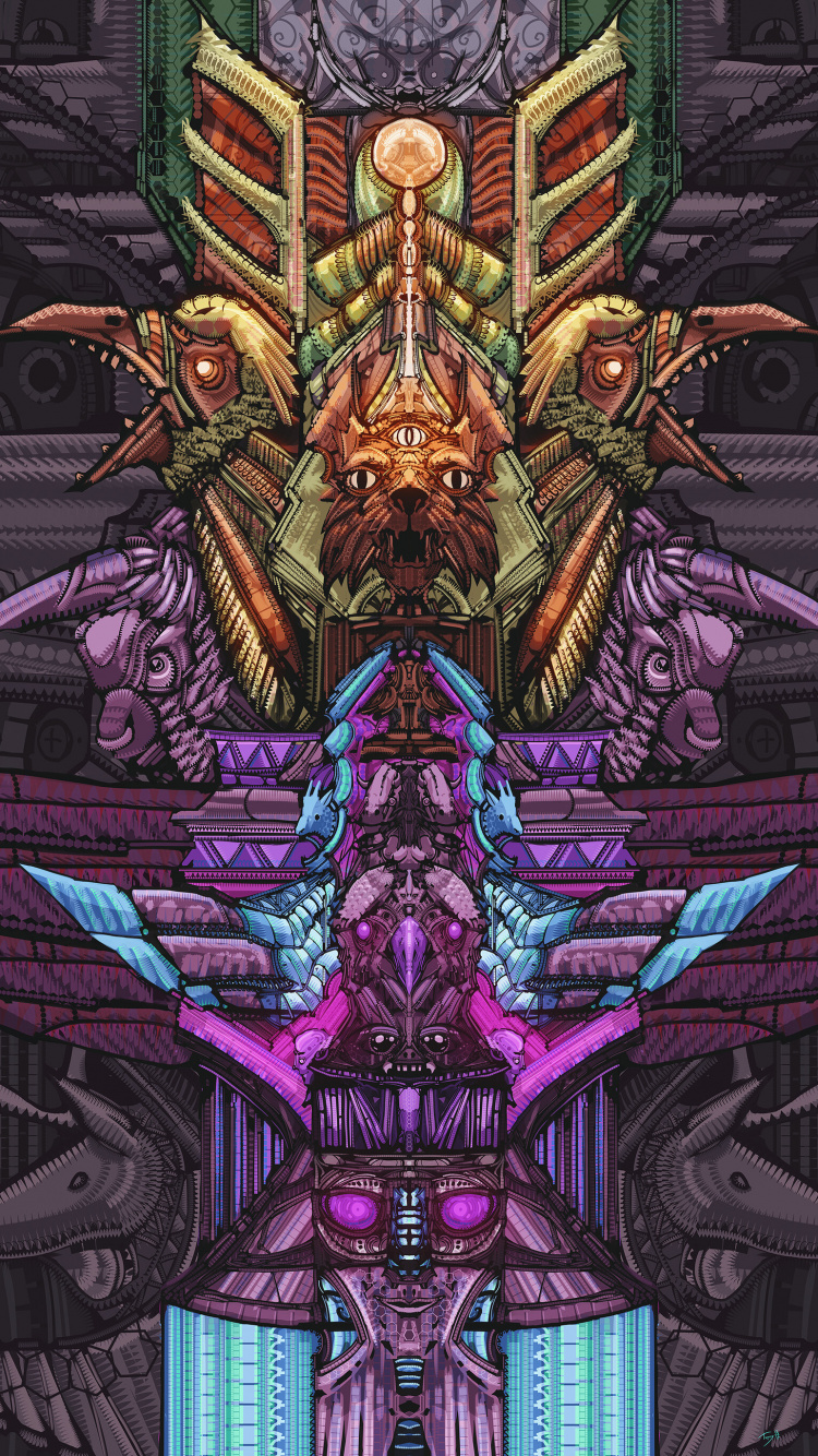 Purple and Brown Dragon Illustration. Wallpaper in 750x1334 Resolution