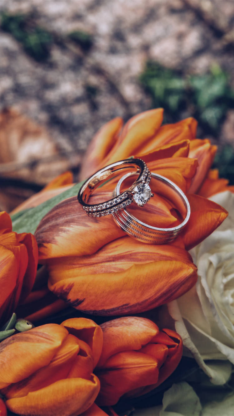 Ring, Engagement Ring, Flower Bouquet, Wedding, Flower. Wallpaper in 750x1334 Resolution