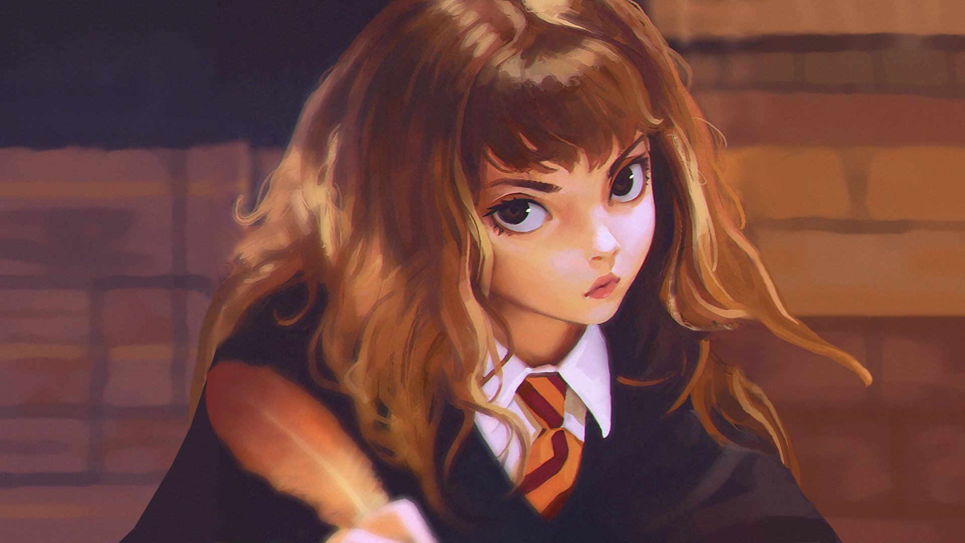 Harry Potter, Hermine Granger, Harry Potter Anime, Ron Weasley, Cartoon. Wallpaper in 1920x1080 Resolution