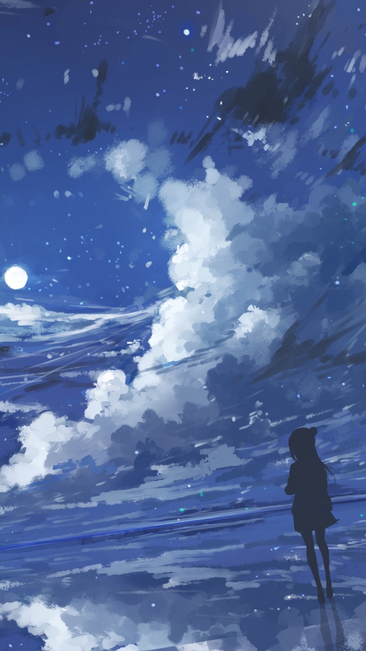 Peinture Abstraite Bleue et Blanche. Wallpaper in 720x1280 Resolution