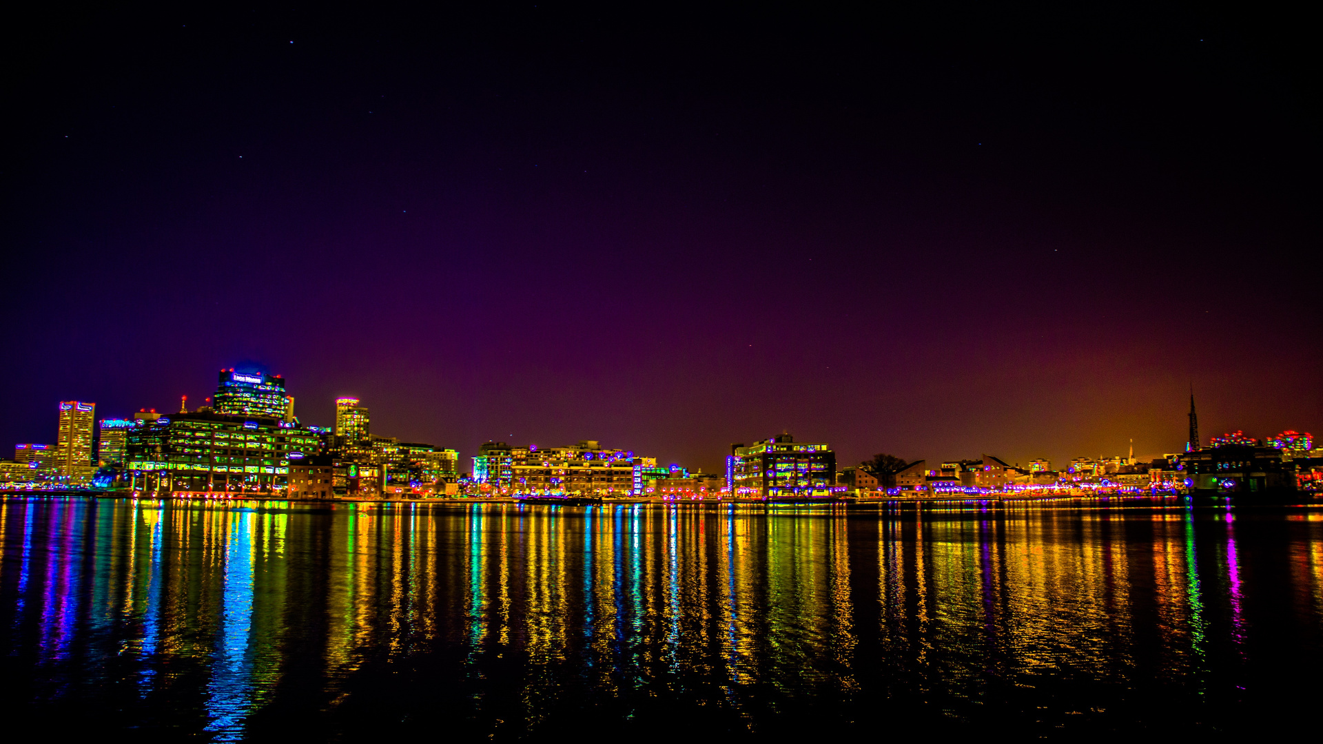 Horizon de la Ville Pendant la Nuit. Wallpaper in 1920x1080 Resolution