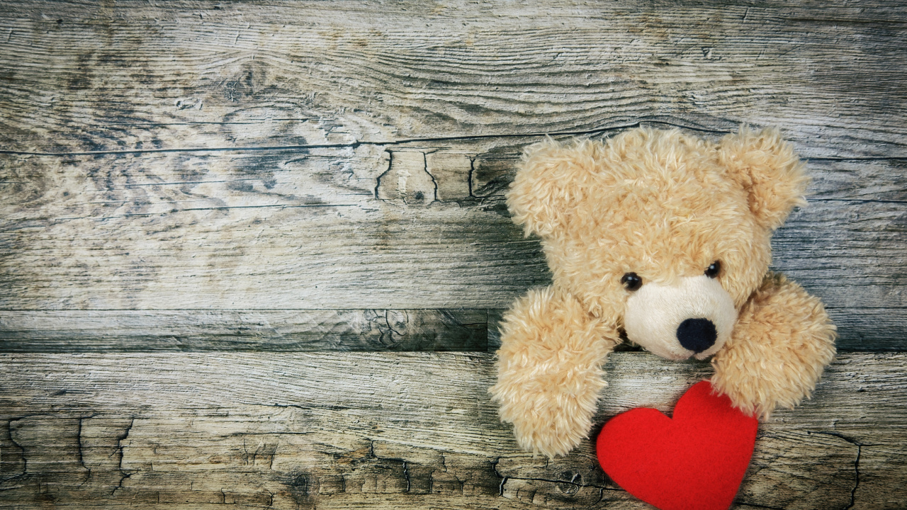 Teddy Bear, Stuffed Toy, Heart, Toy, Love. Wallpaper in 1280x720 Resolution