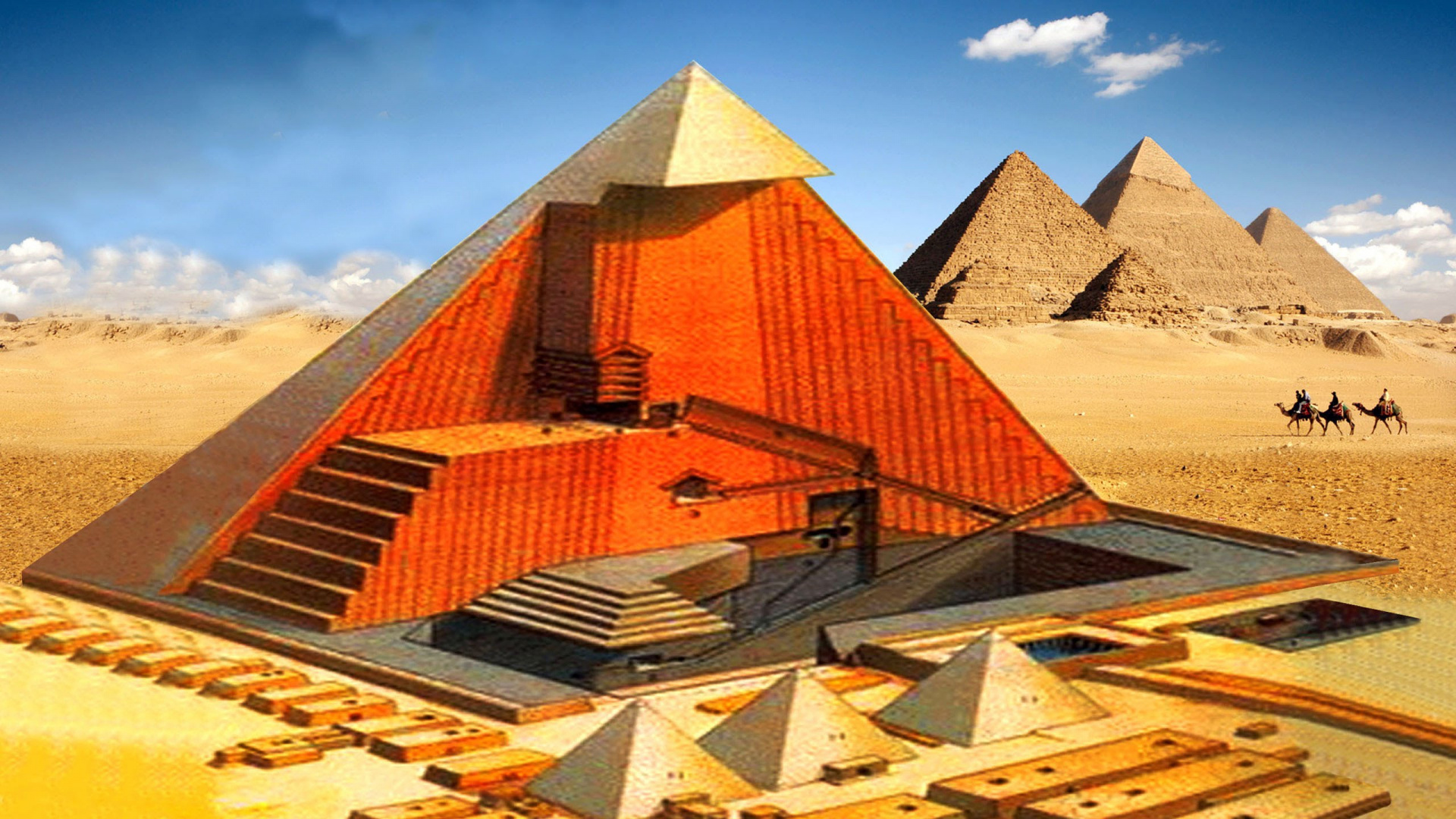 金字塔, 埃及金字塔, 里程碑, 纪念碑, 历史站 壁纸 1920x1080 允许