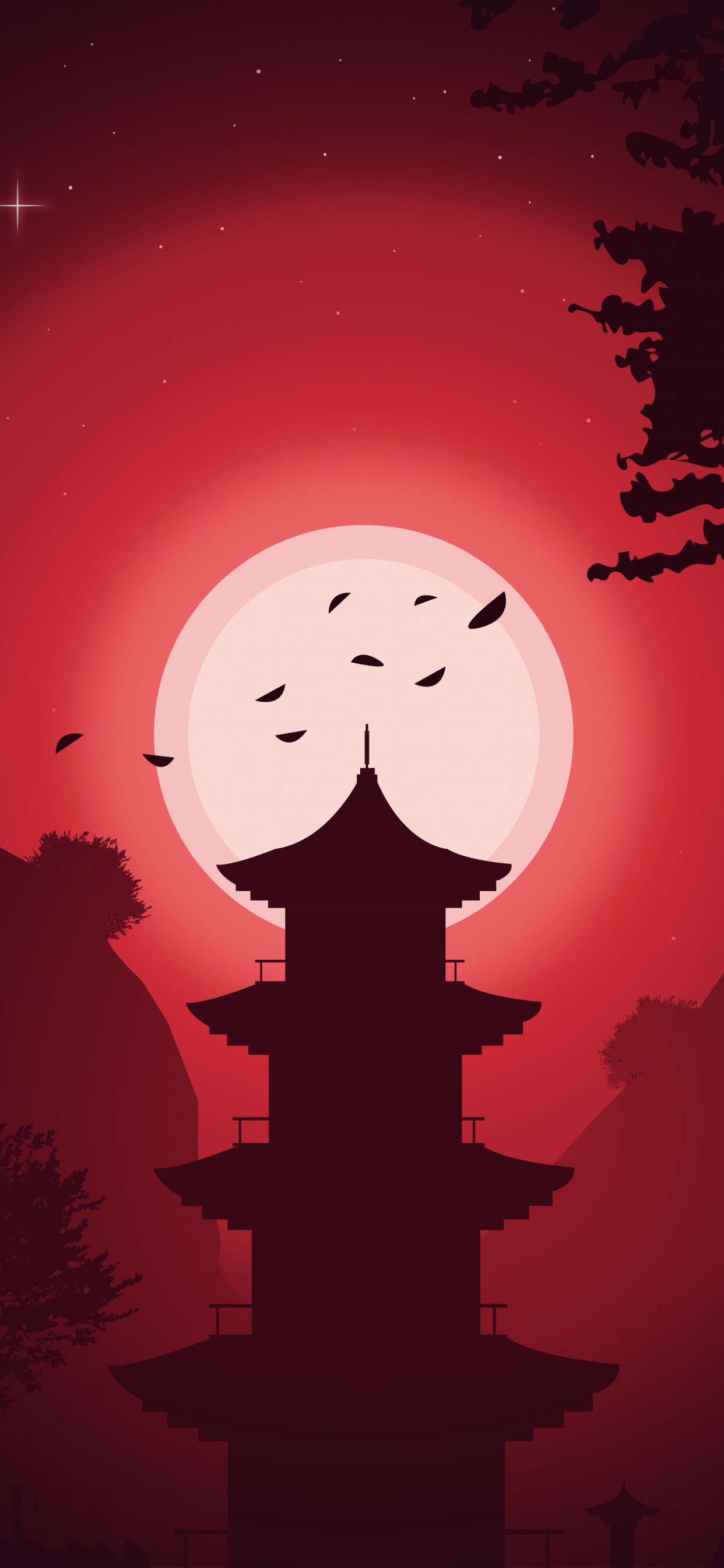 Silhouette de Croix Avec Fond Rouge. Wallpaper in 1242x2688 Resolution