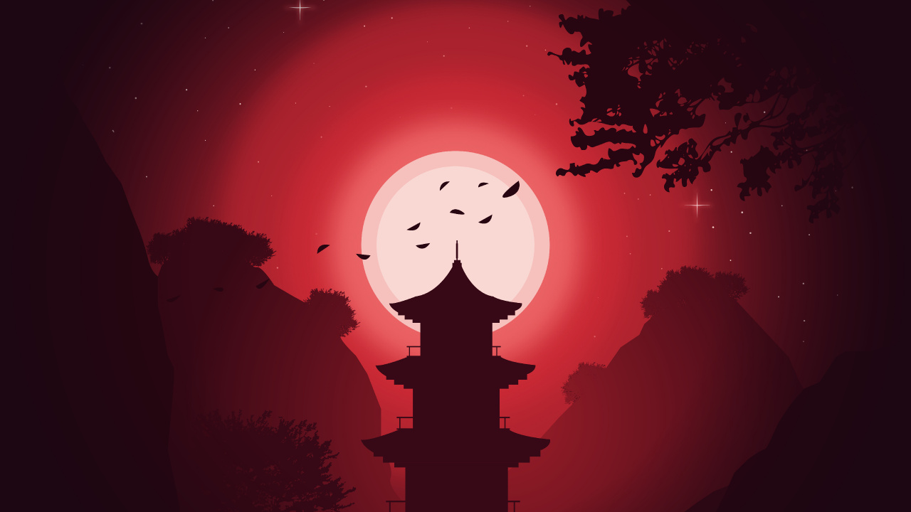 Silhouette of Cross With Red Background. Wallpaper in 1280x720 Resolution