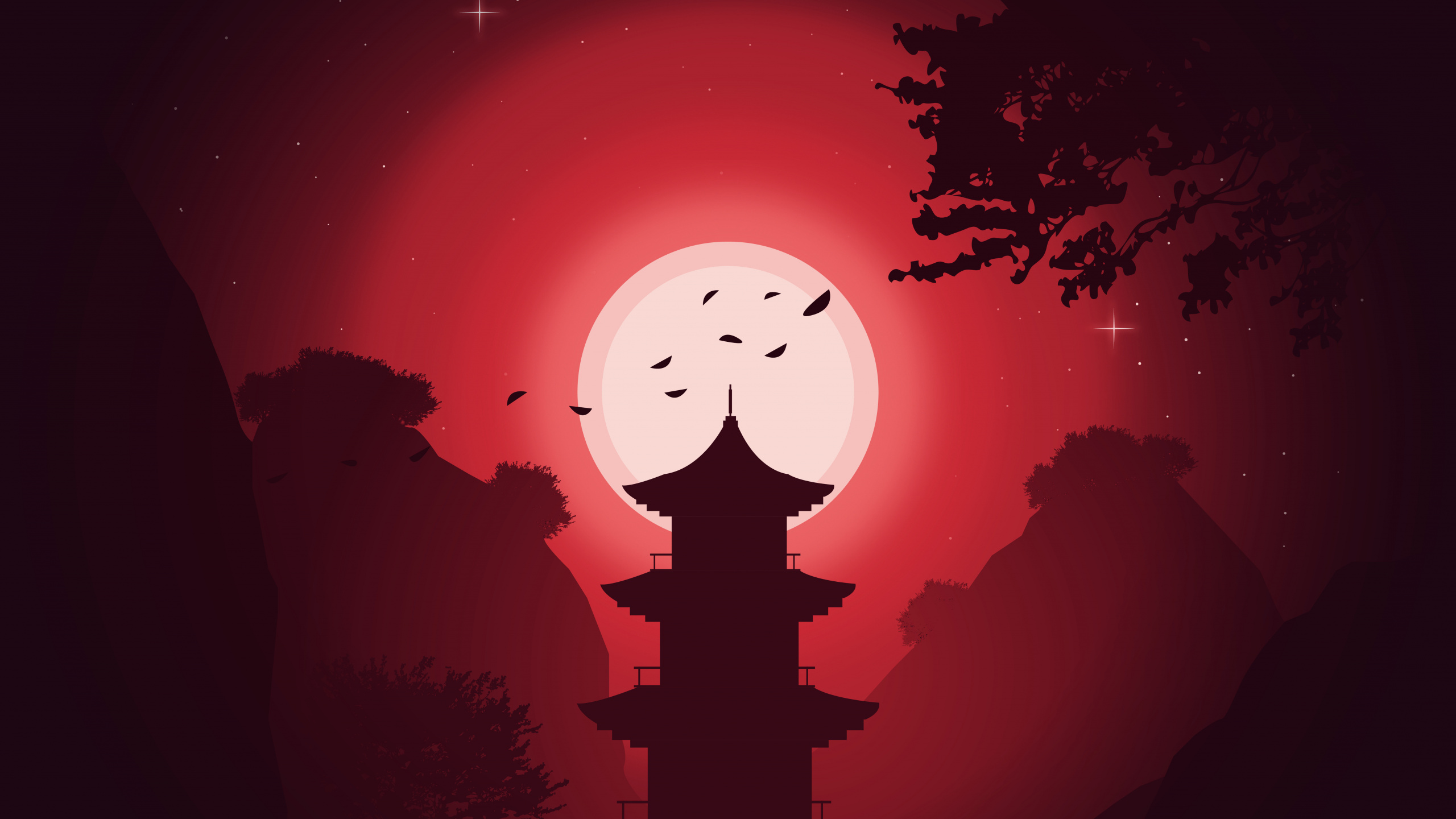 Silueta de Cruz Con Fondo Rojo. Wallpaper in 2560x1440 Resolution