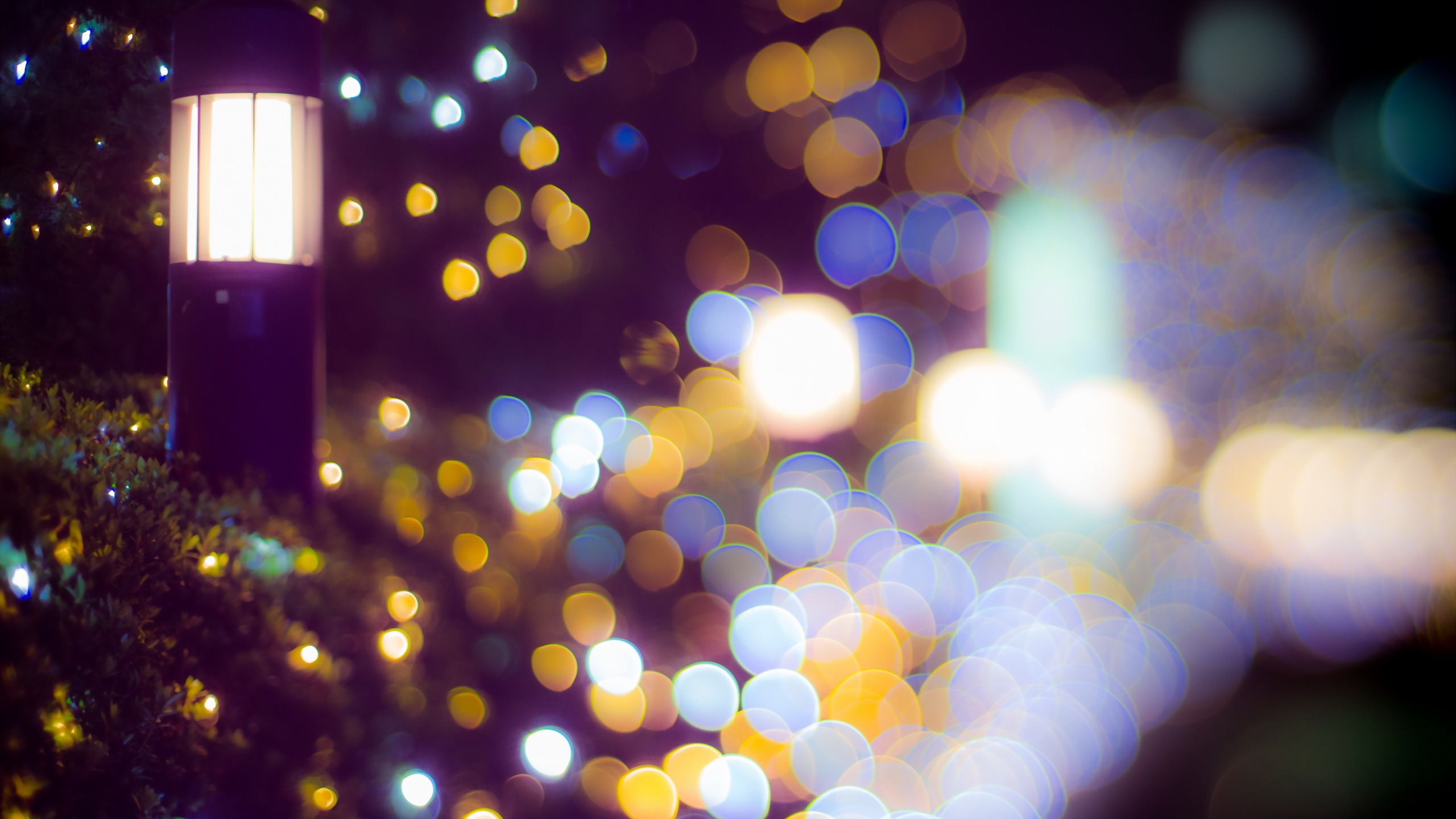 Yellow and White Bokeh Lights. Wallpaper in 2560x1440 Resolution