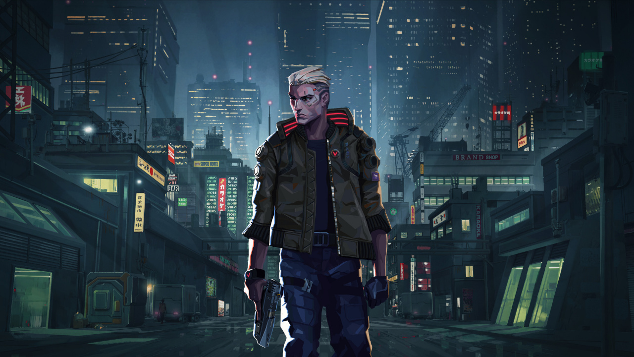 Cyberpunk, Cyberpunk 2077, Киберпанк 20220, Video Game, Cyborg. Wallpaper in 1280x720 Resolution