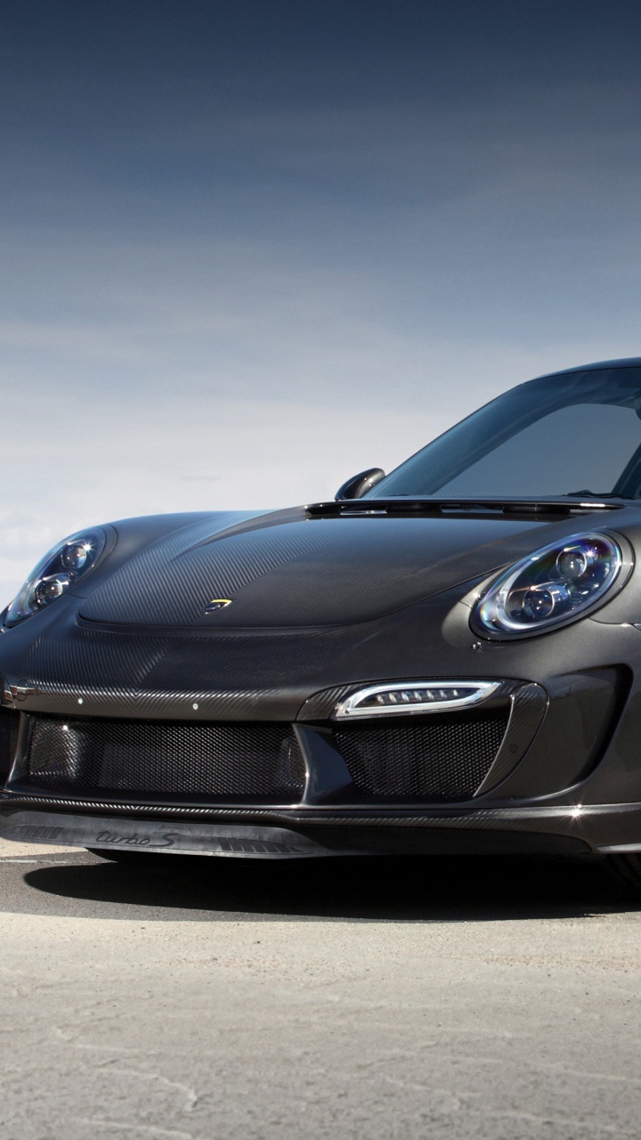 Black Porsche 911 on Gray Pavement. Wallpaper in 720x1280 Resolution
