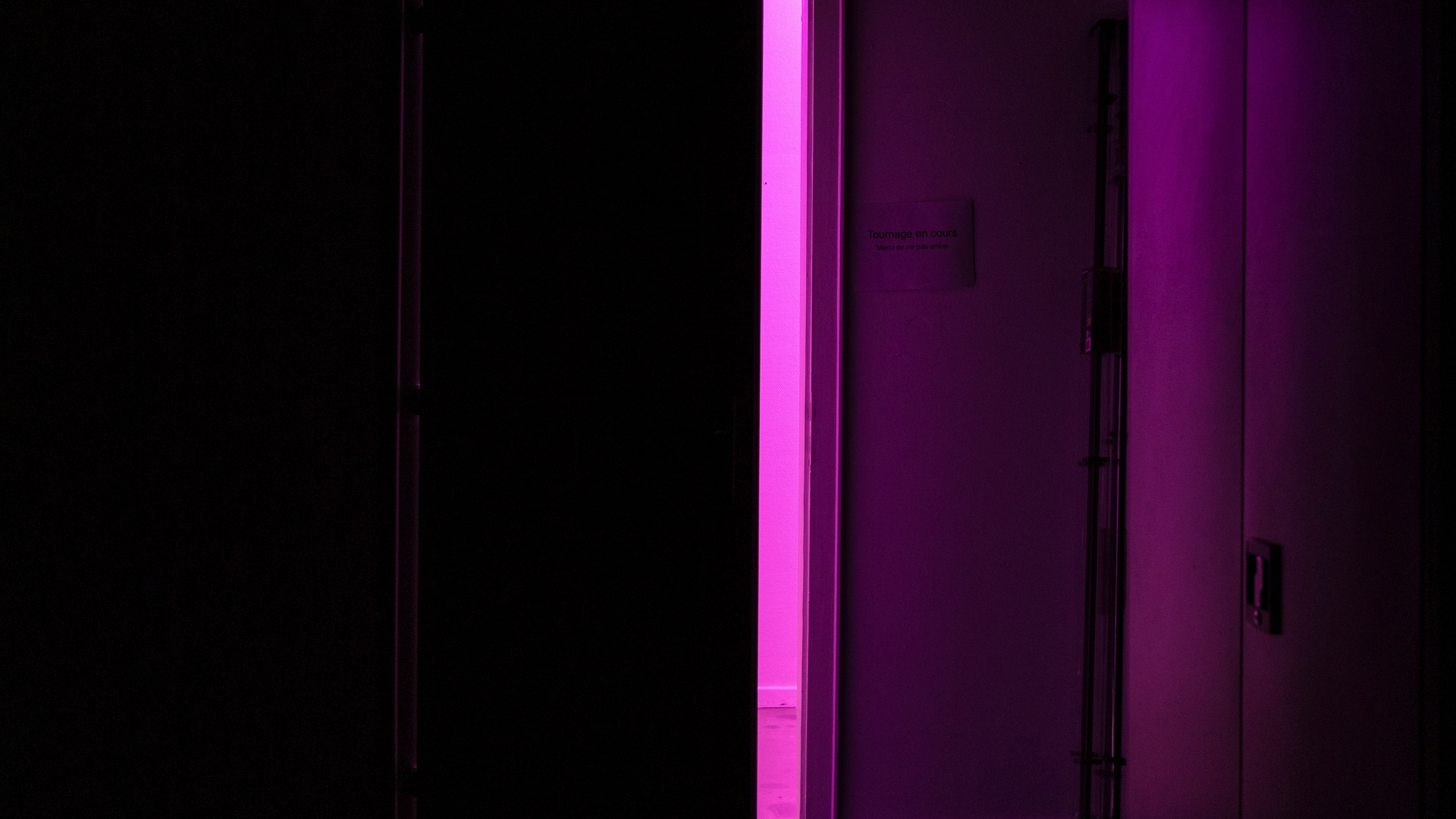 White Wooden Door Near Purple Wall. Wallpaper in 2560x1440 Resolution