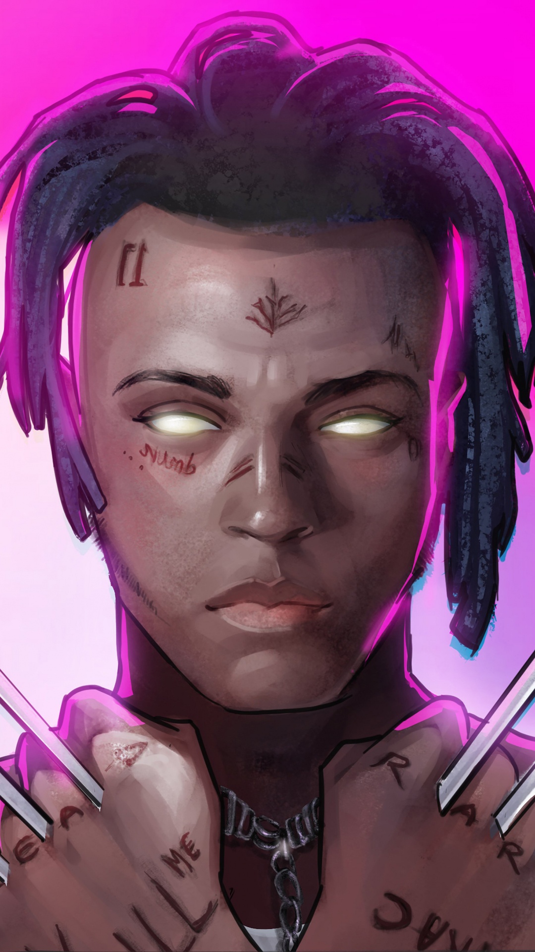 XXXTentacion, Face, Violet, Purple, Pink. Wallpaper in 1080x1920 Resolution