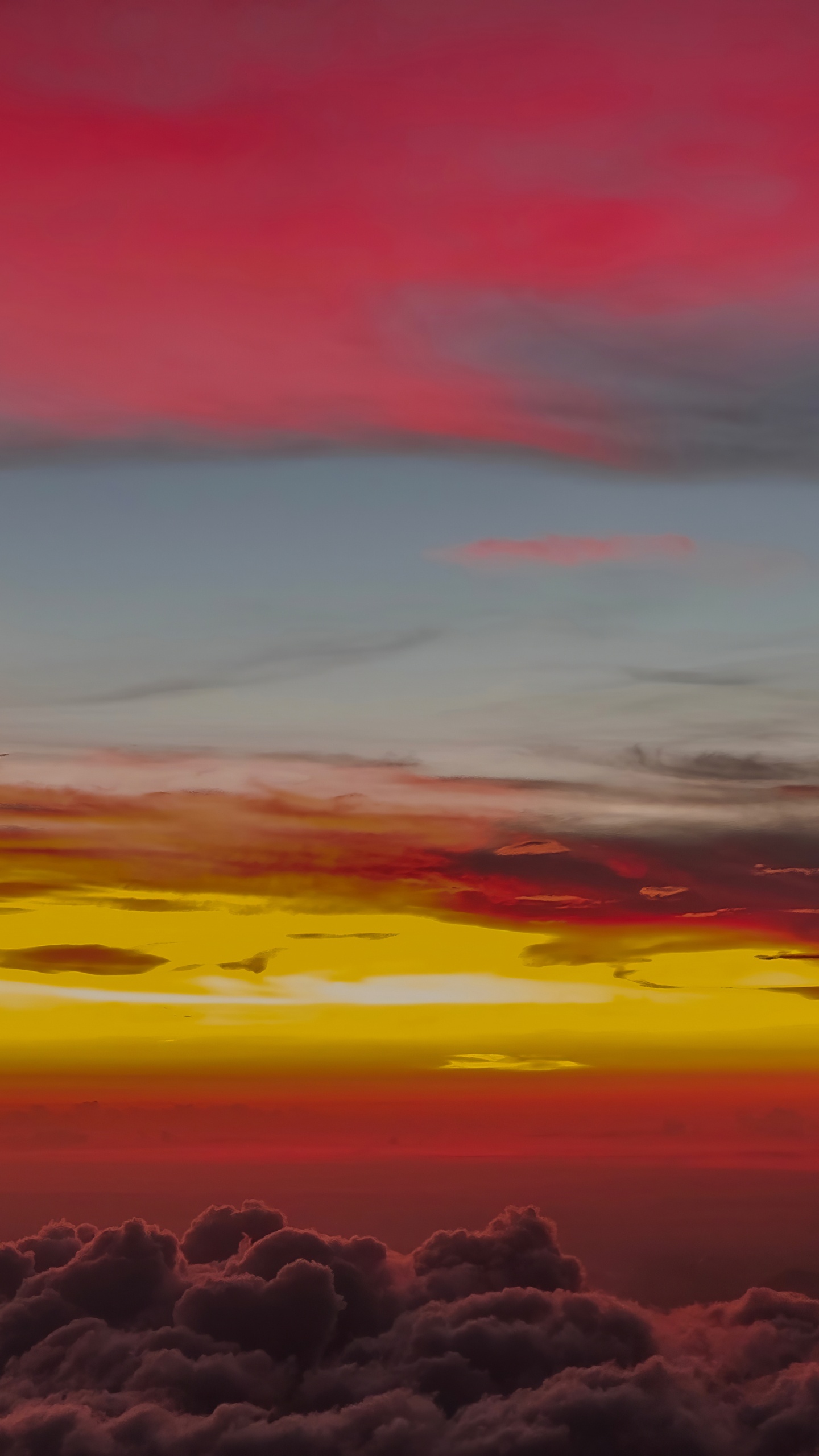 Ciel, L'heure Dorée, Red, Afterglow, Lever. Wallpaper in 1440x2560 Resolution