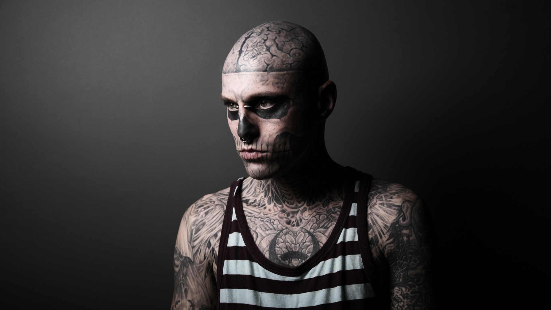 Rick Genest, Montreal, Modell, Gesicht, Schwarz. Wallpaper in 1920x1080 Resolution