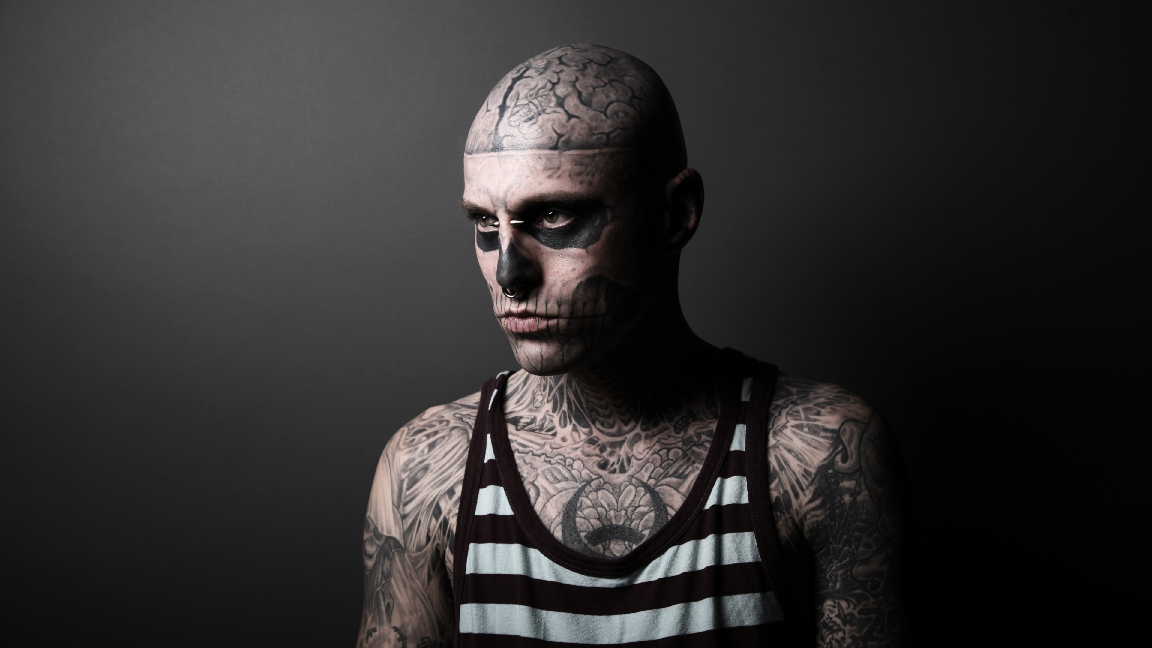 Rick Genest, Montréal, Modèle, Face, Noir. Wallpaper in 3840x2160 Resolution